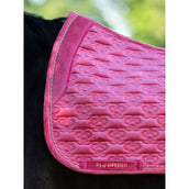 PS of Sweden Saddlepad Velvet Monogram Dressage Scarlet Pink