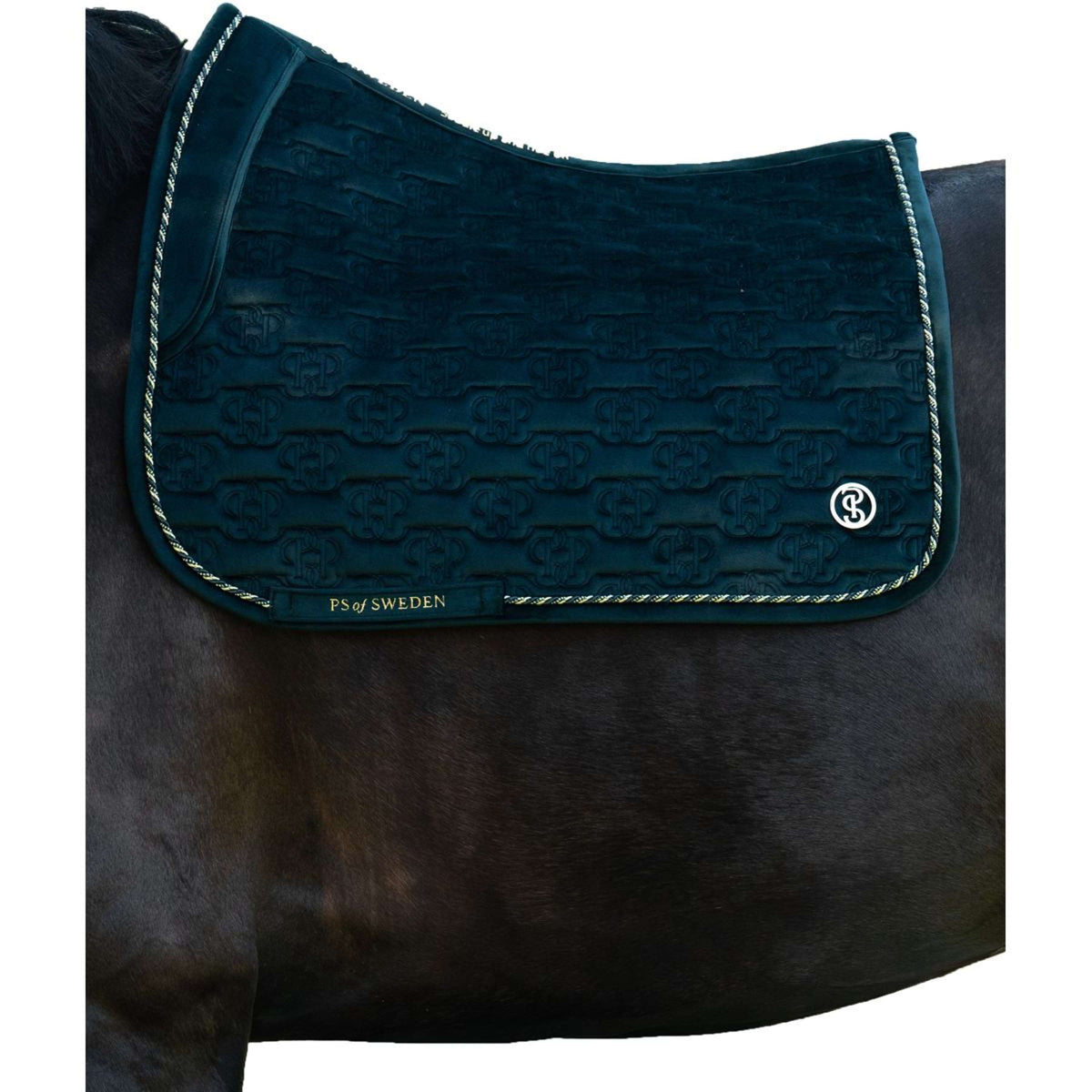 PS of Sweden Saddlepad Velvet Monogram Dressage Midnight Green