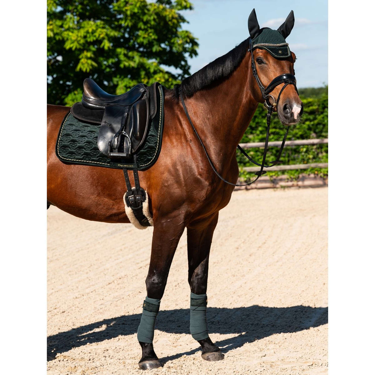 PS of Sweden Saddlepad Velvet Monogram Dressage Midnight Green