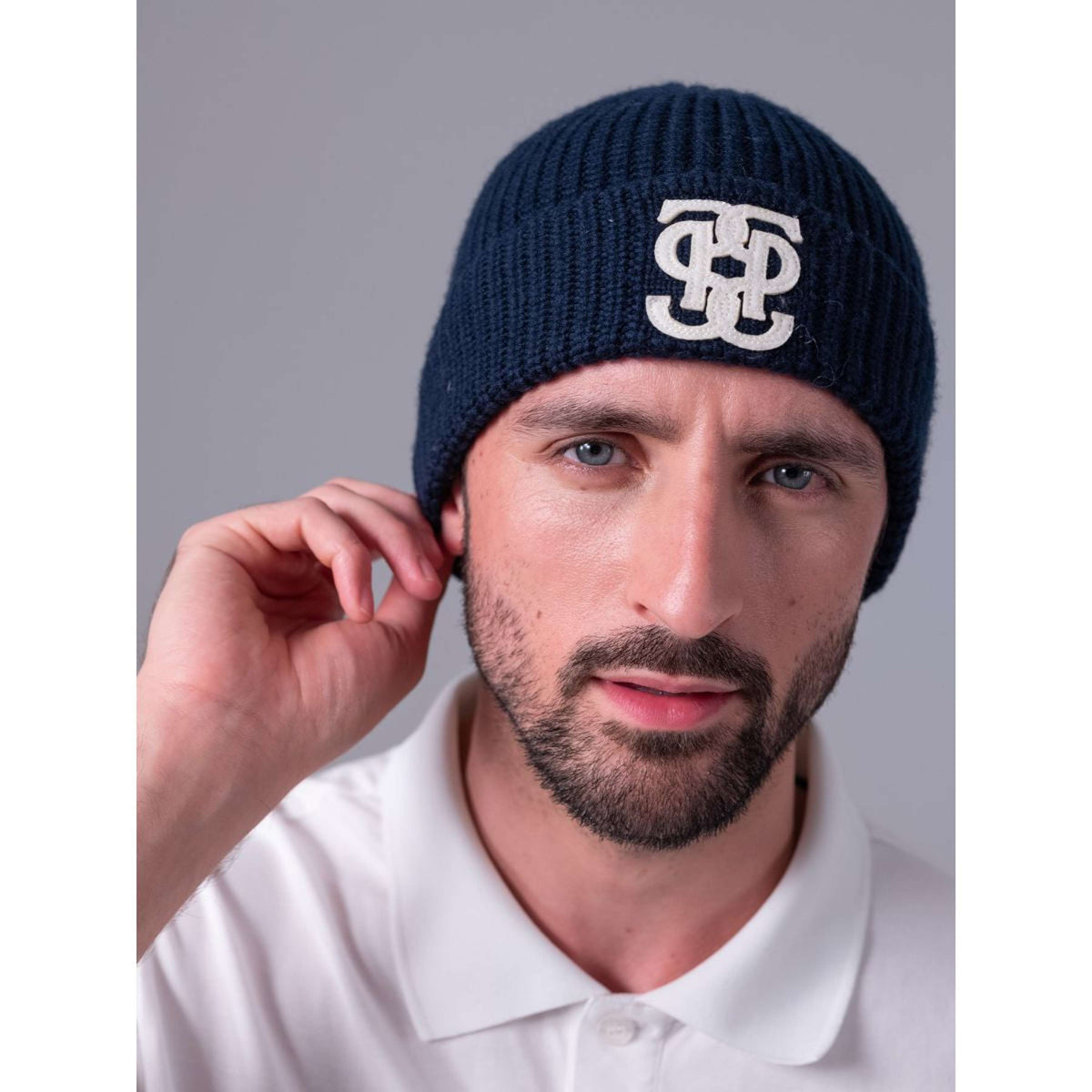 PS of Sweden Beanie Lou Felt Monogram Navy