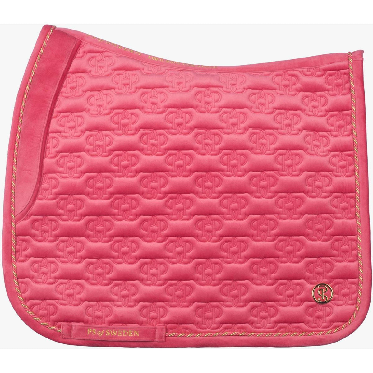 PS of Sweden Saddlepad Velvet Monogram Dressage Scarlet Pink