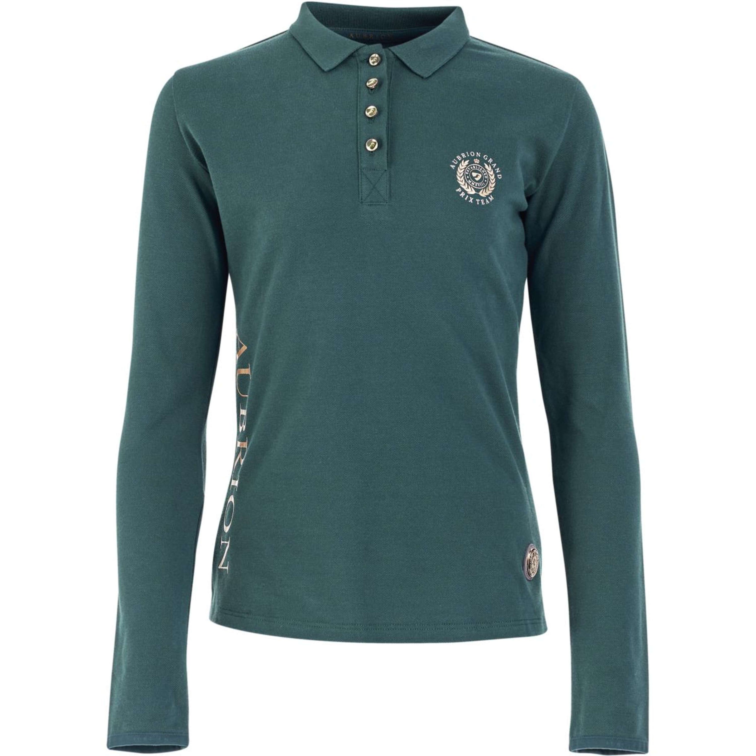 Aubrion Polo Shirt Team Young Rider Long Sleeves Green