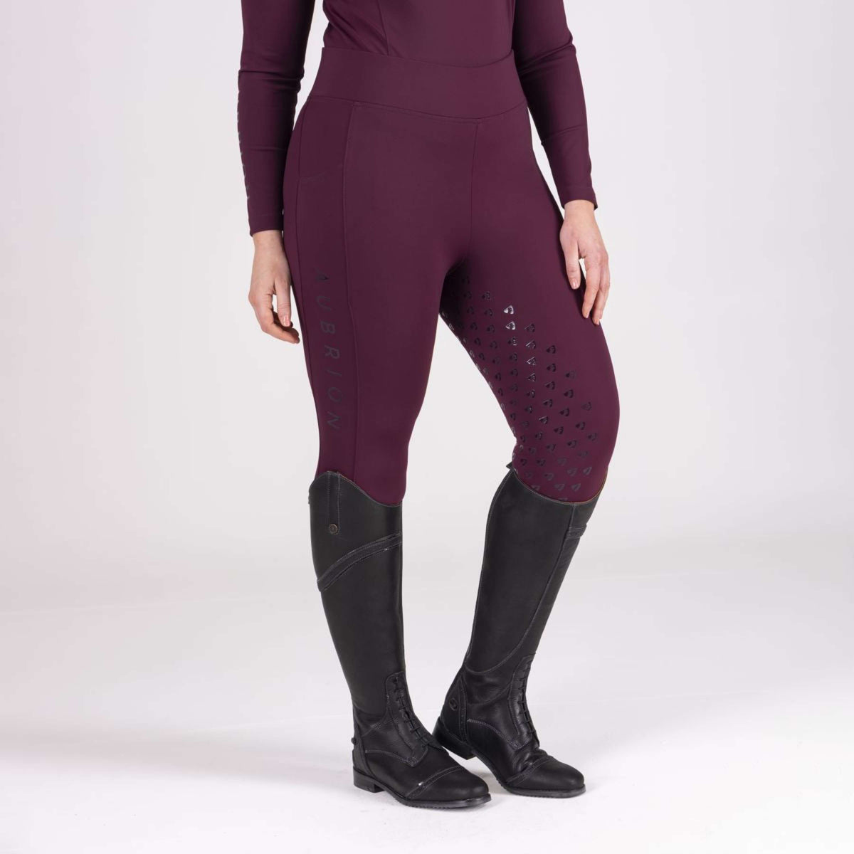 Aubrion Riding Legging Eltar Full Grip Black Cherry