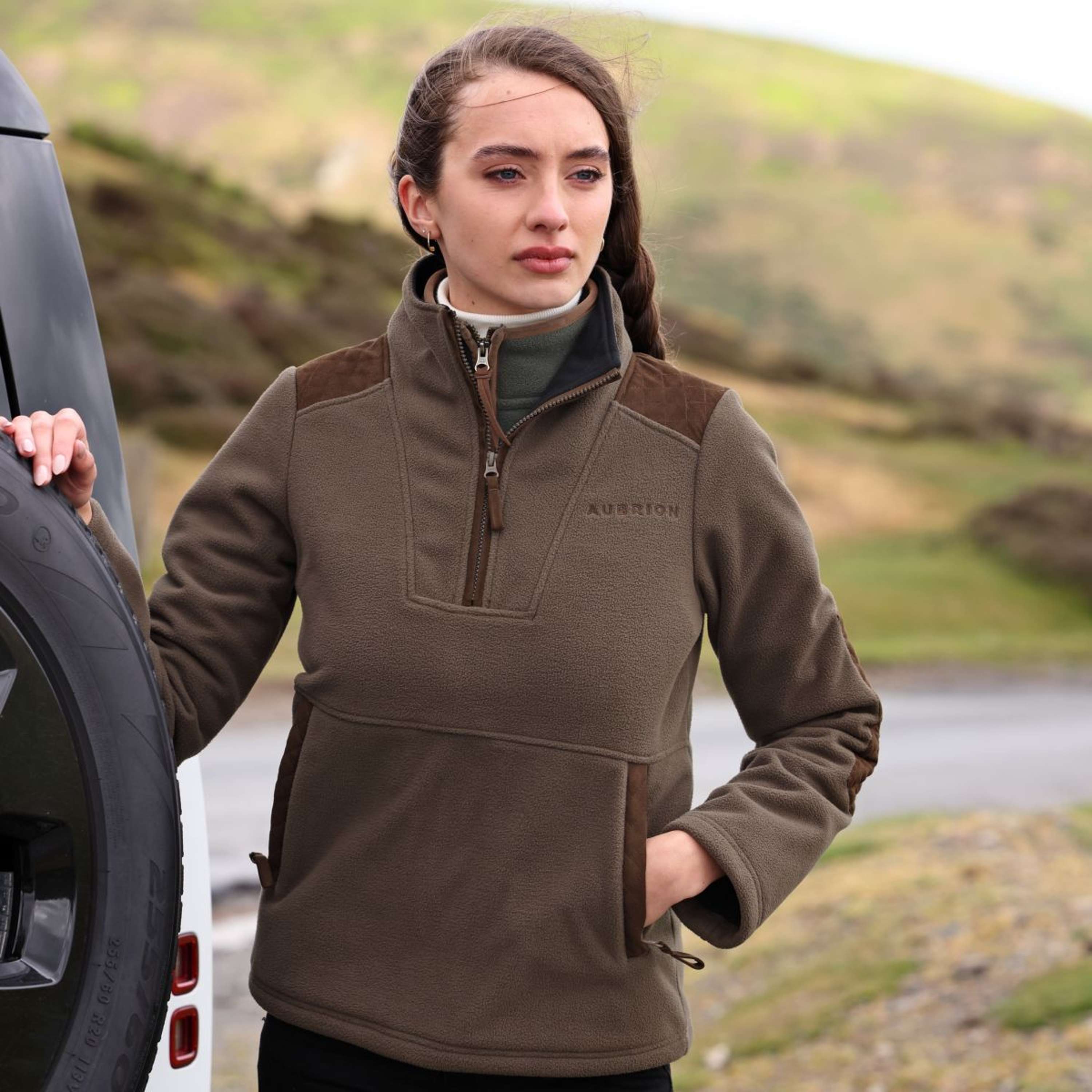 Aubrion by Shires Sweater Heritage Fleece Dark Olive