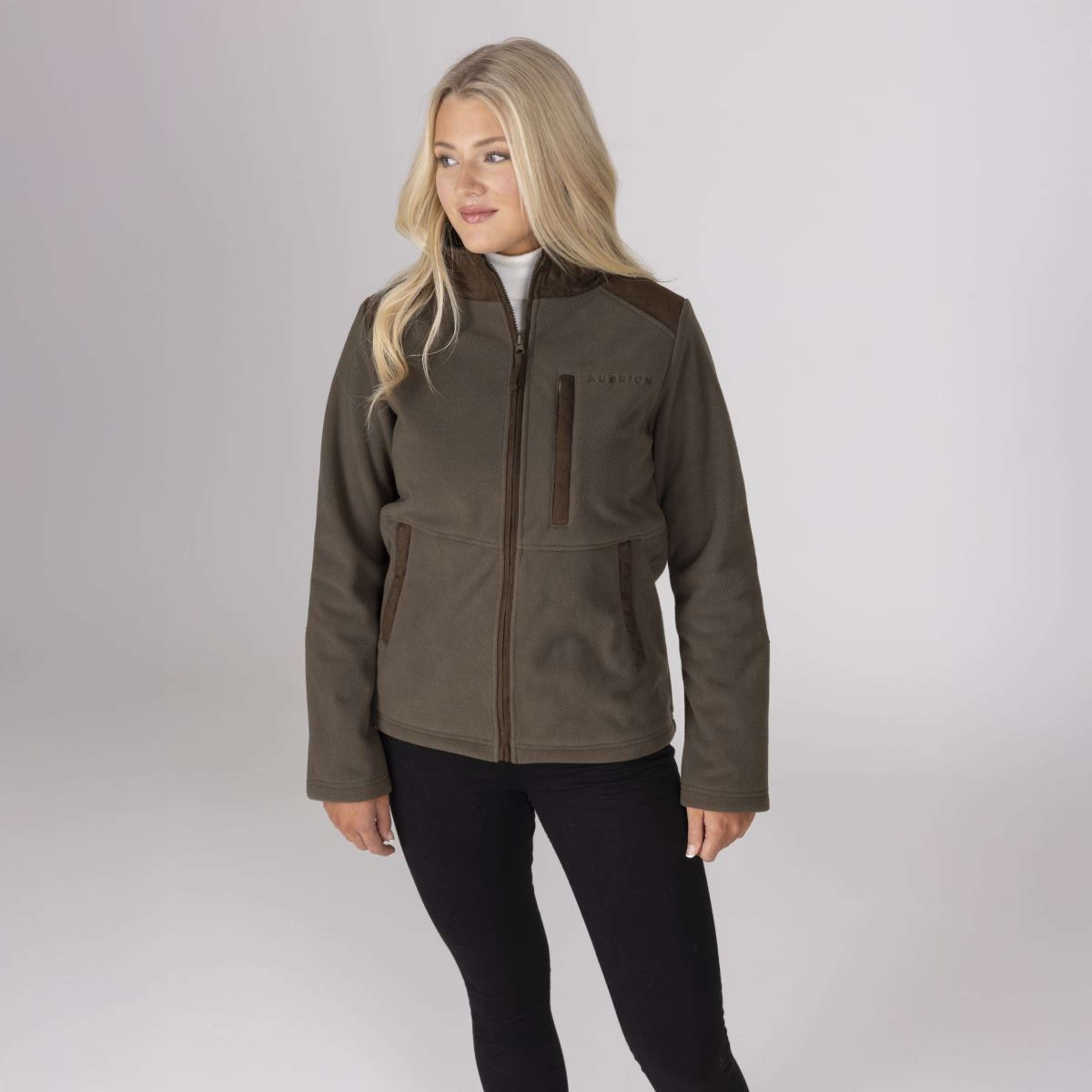 Aubrion by Shires Zip-Hoodie Heritage Fleece Dark Olive