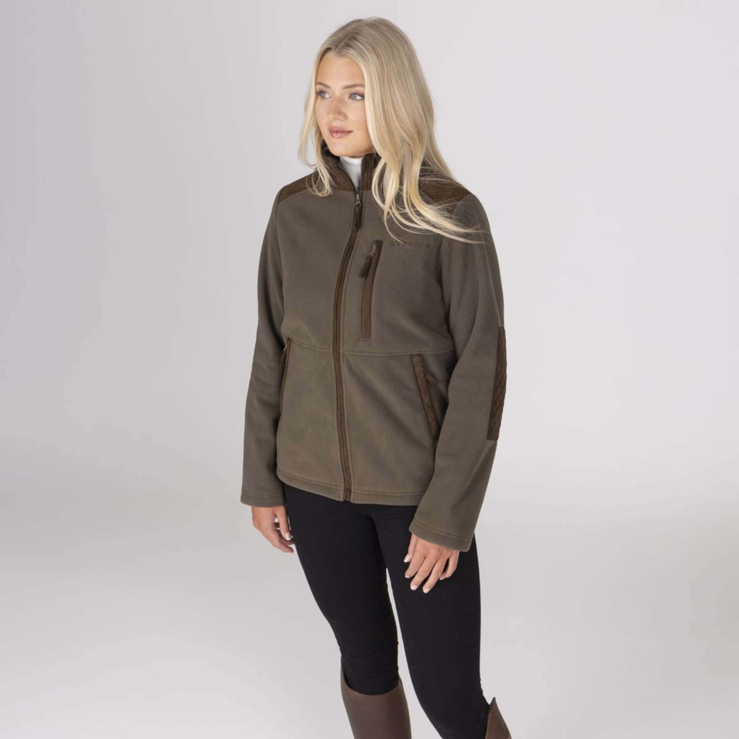 Aubrion by Shires Zip-Hoodie Heritage Fleece Dark Olive