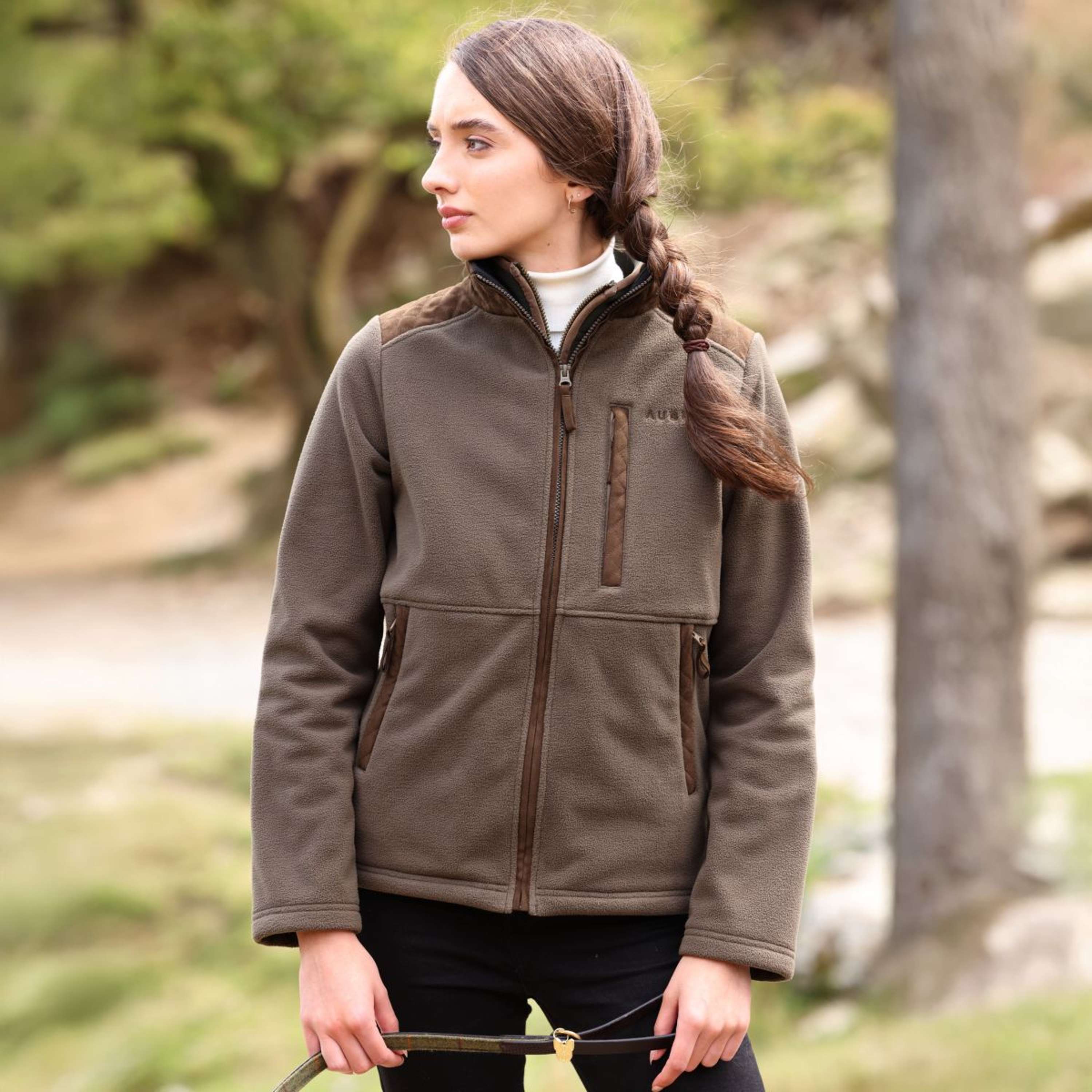 Aubrion by Shires Zip-Hoodie Heritage Fleece Dark Olive