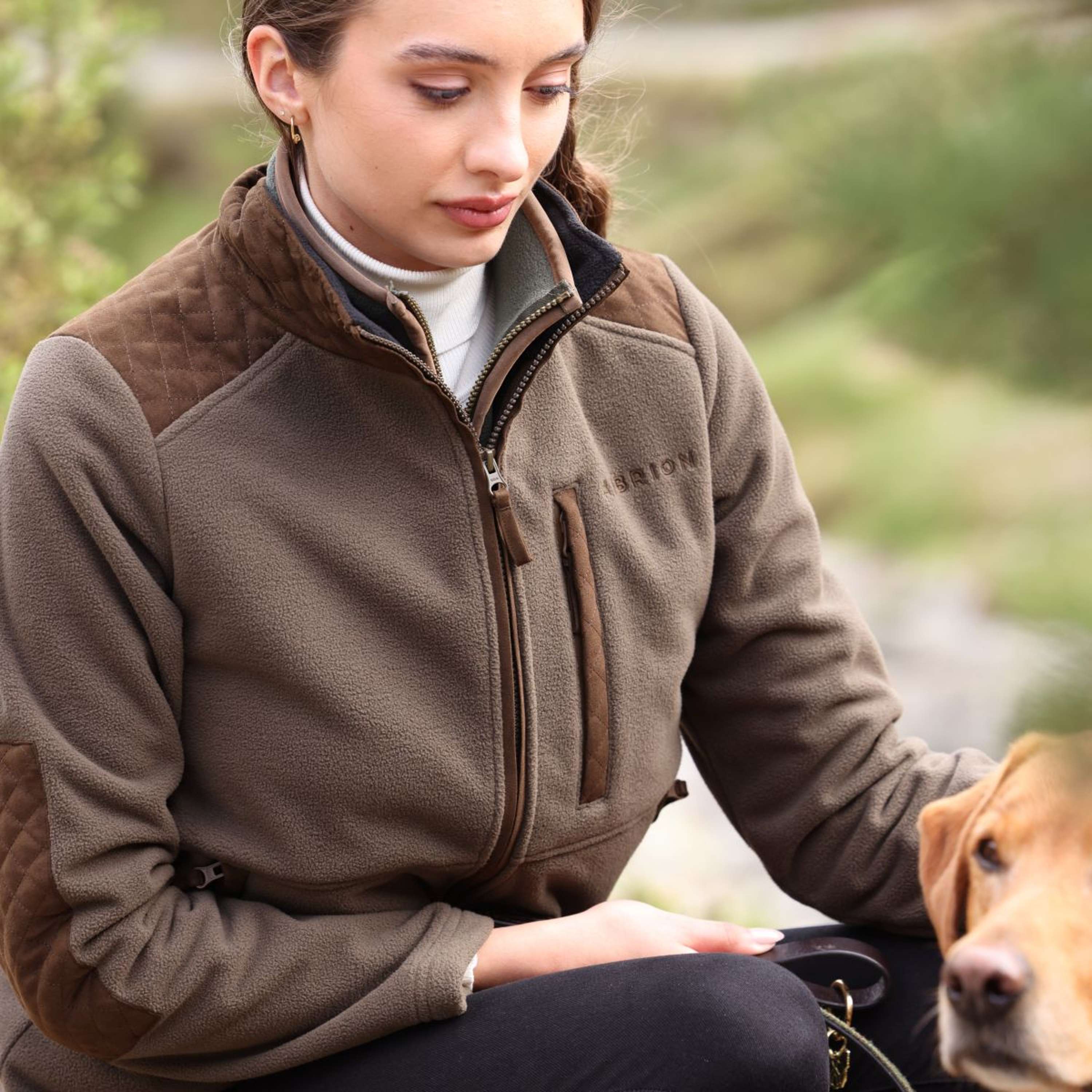 Aubrion by Shires Zip-Hoodie Heritage Fleece Dark Olive
