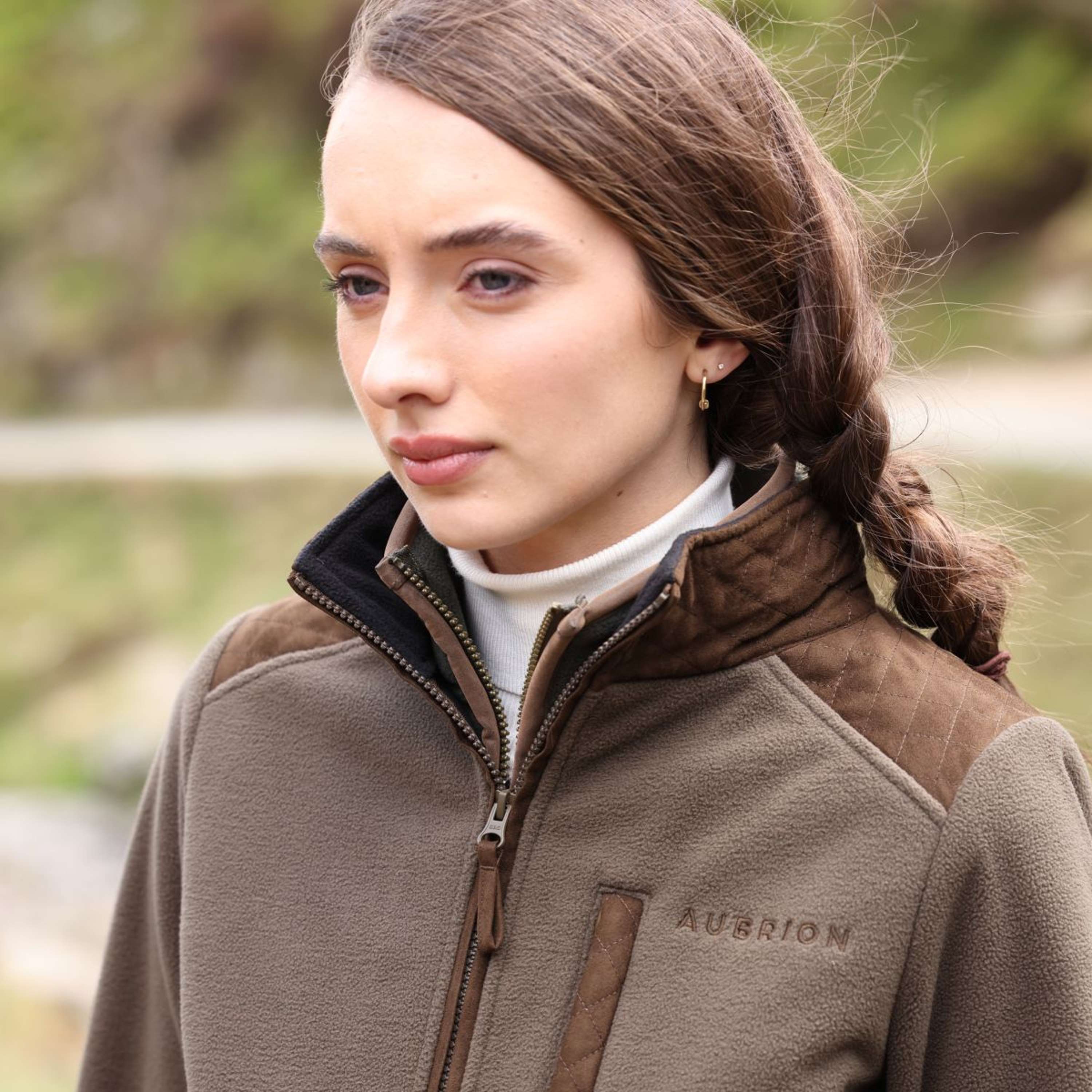 Aubrion by Shires Zip-Hoodie Heritage Fleece Dark Olive