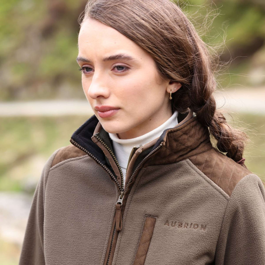 Aubrion by Shires Zip-Hoodie Heritage Fleece Dark Olive