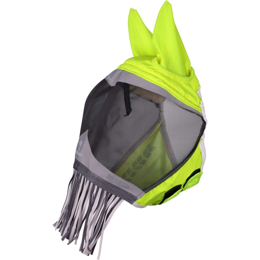 FlyGuard by Shires Fly Mask Pro Hi-Viz Fine Mesh with Ears and Tassels fluorescent-yellow