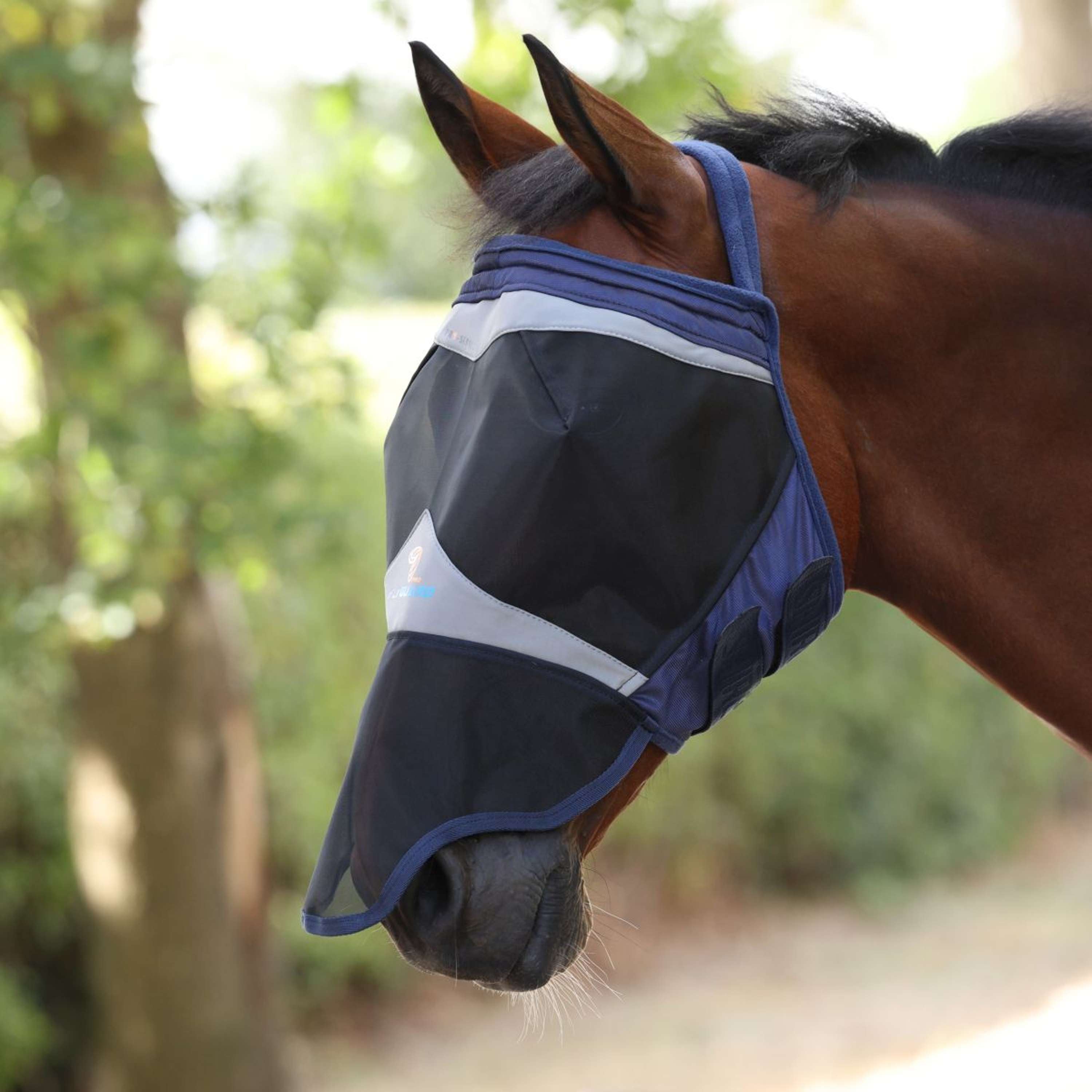 FlyGuard by Shires Fly Mask Pro Fine Mesh Earless with Nose Navy