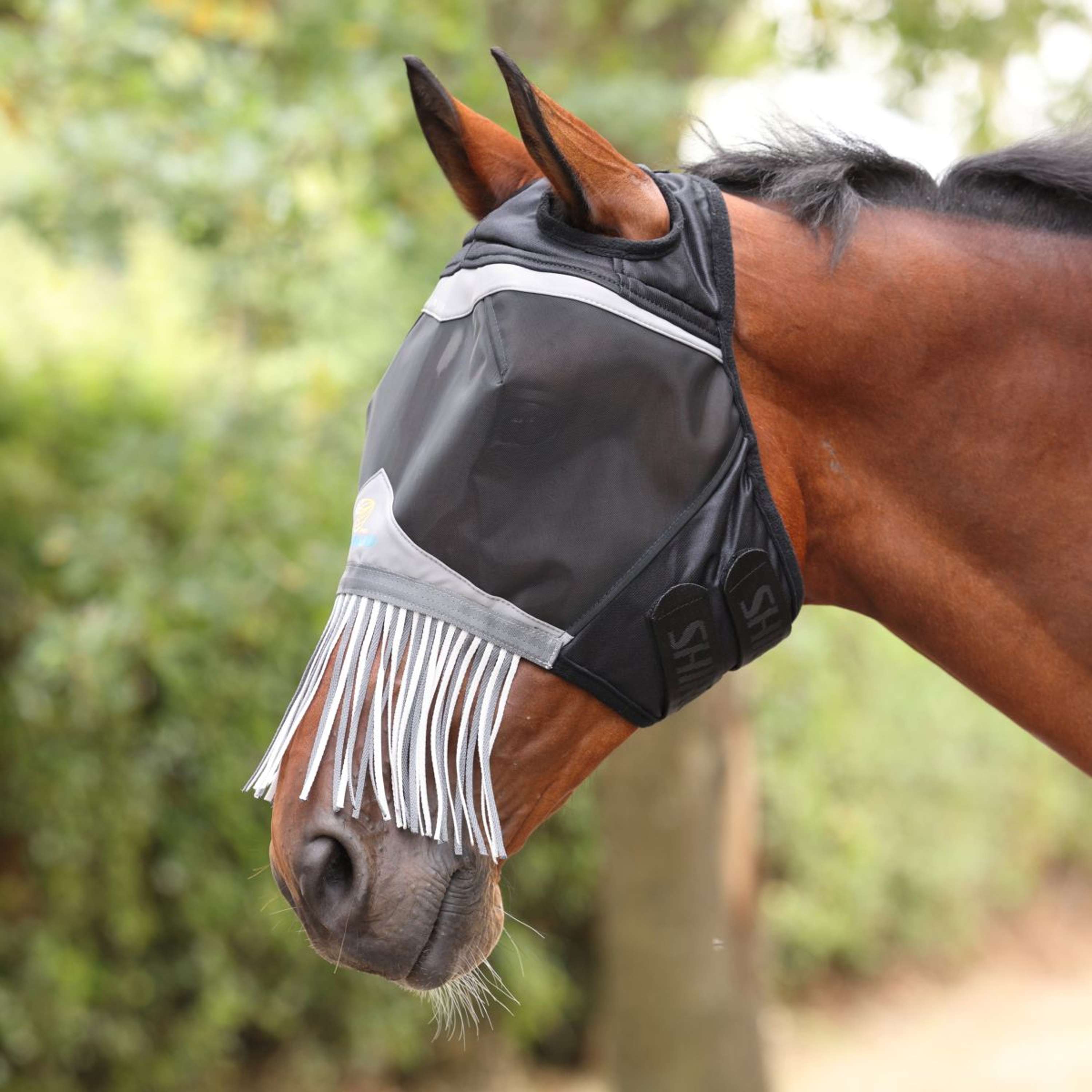 FlyGuard by Shires Fly Mask Pro Fine Mesh with Ear Hole & Nose Fringe Jet