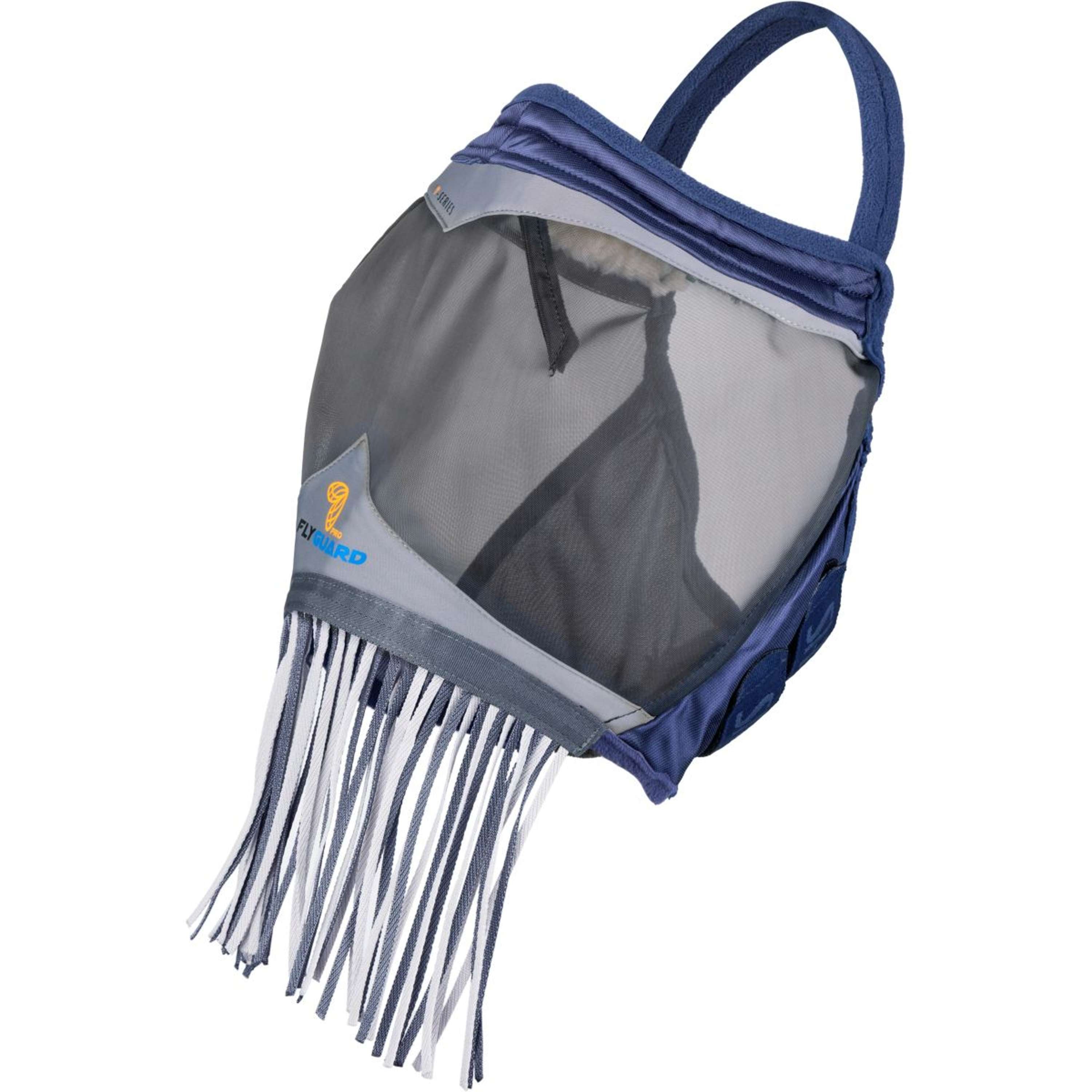 FlyGuard by Shires Fly Mask Pro Fine Mesh Earless with Fringe Navy
