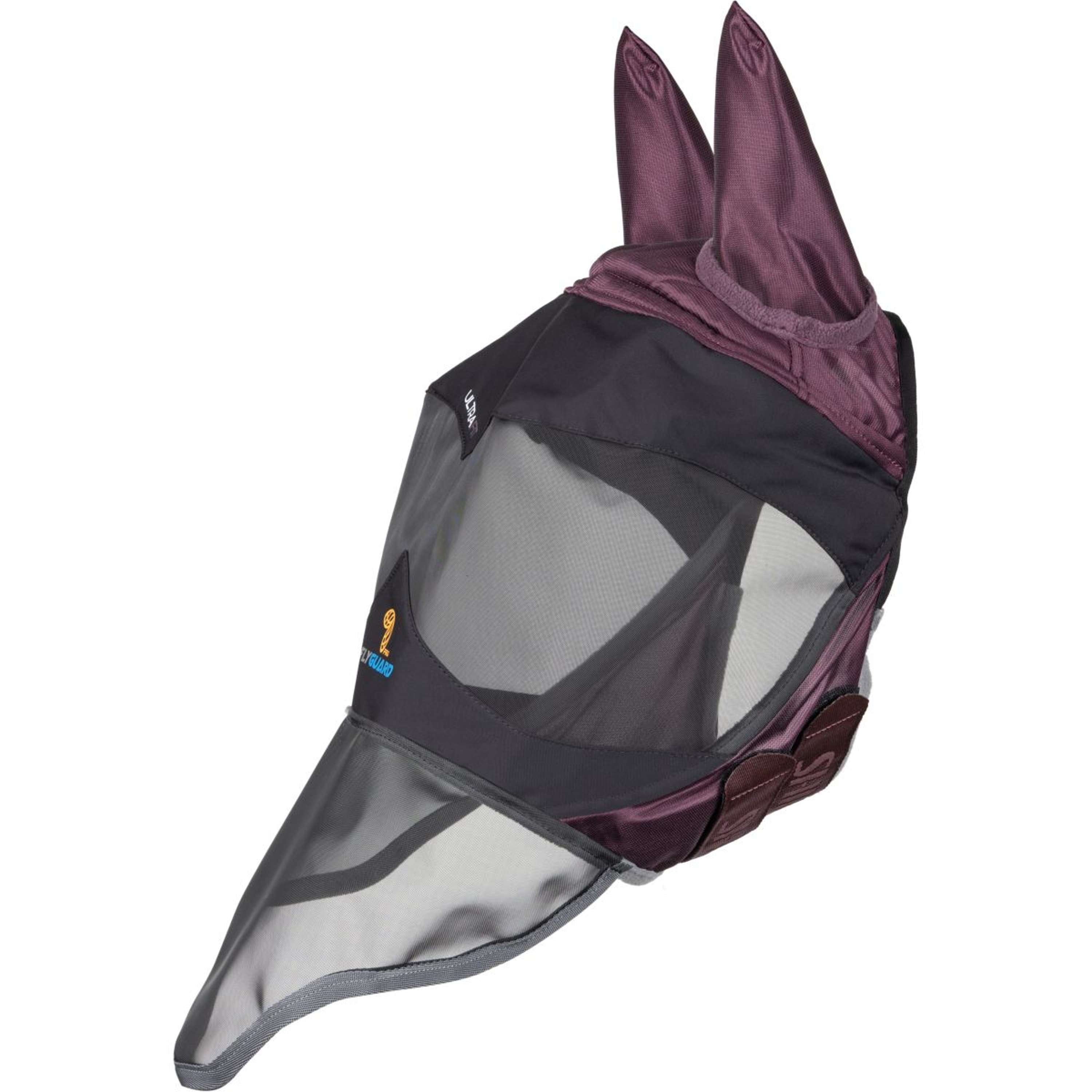 FlyGuard by Shires Fly Mask Pro Deluxe with Ears and Nose Black Cherry