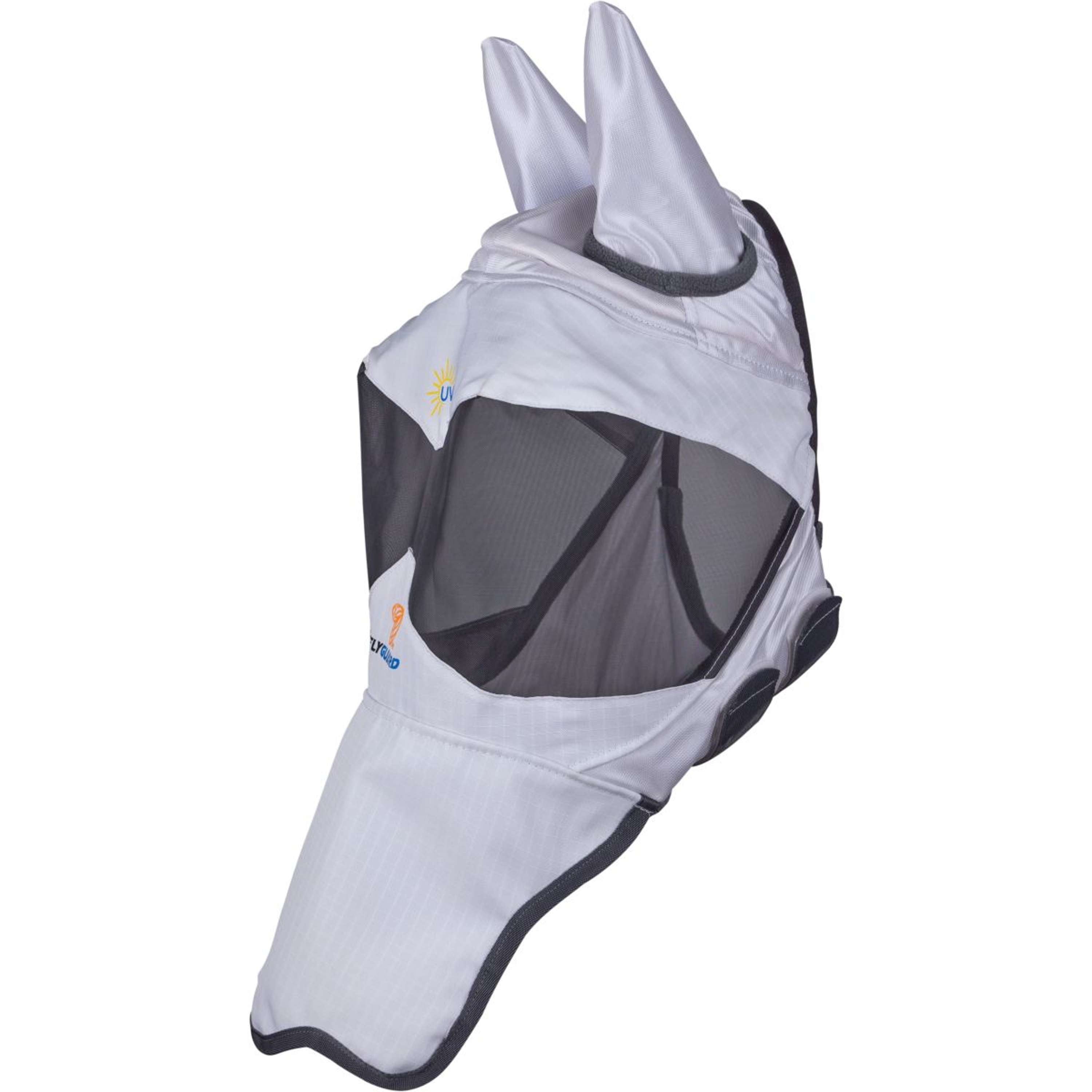 FlyGuard by Shires Fly Mask Pro Sun Shade with Ears and Nose White