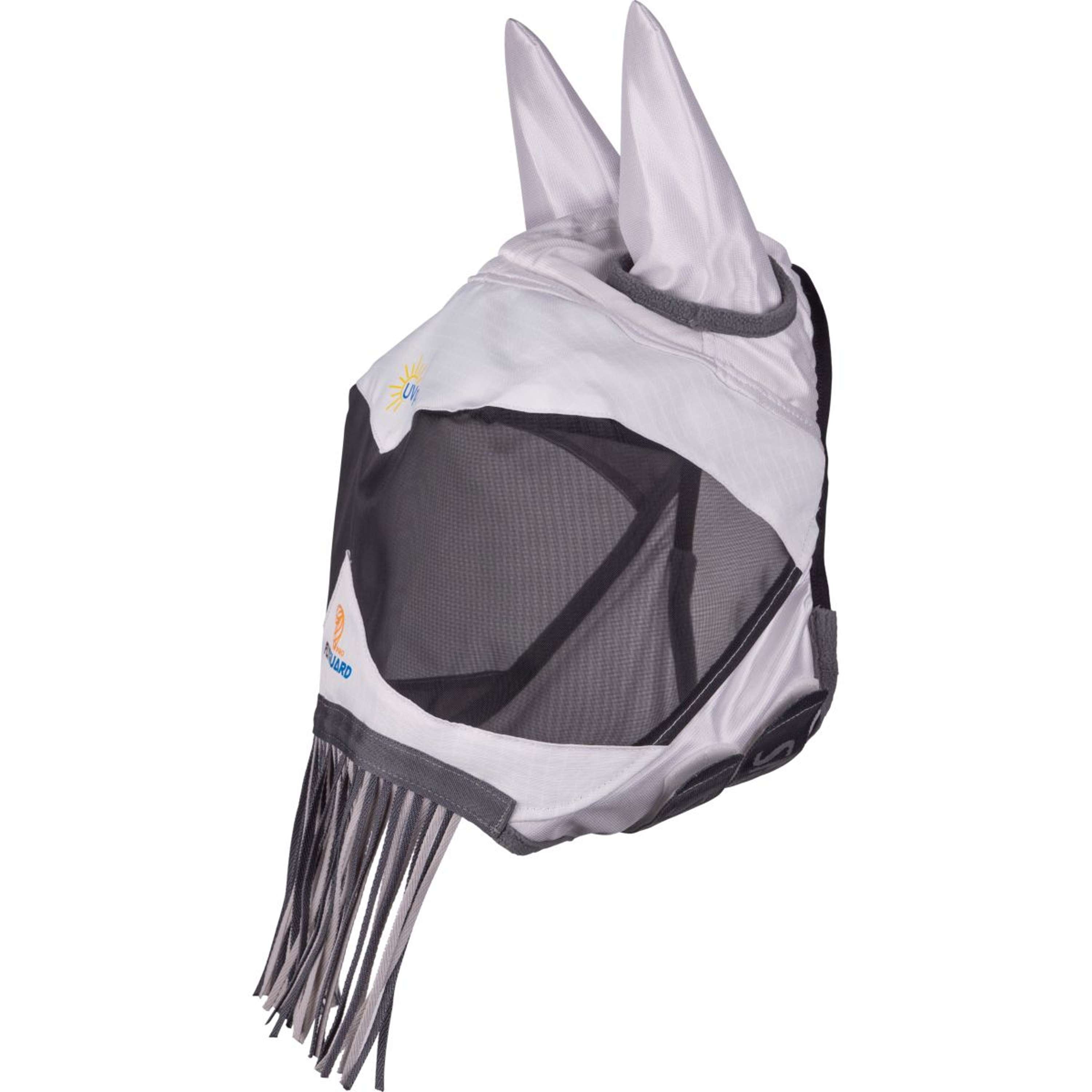 FlyGuard by Shires Fly Mask Pro Sun Shade with Ears and Tassels White