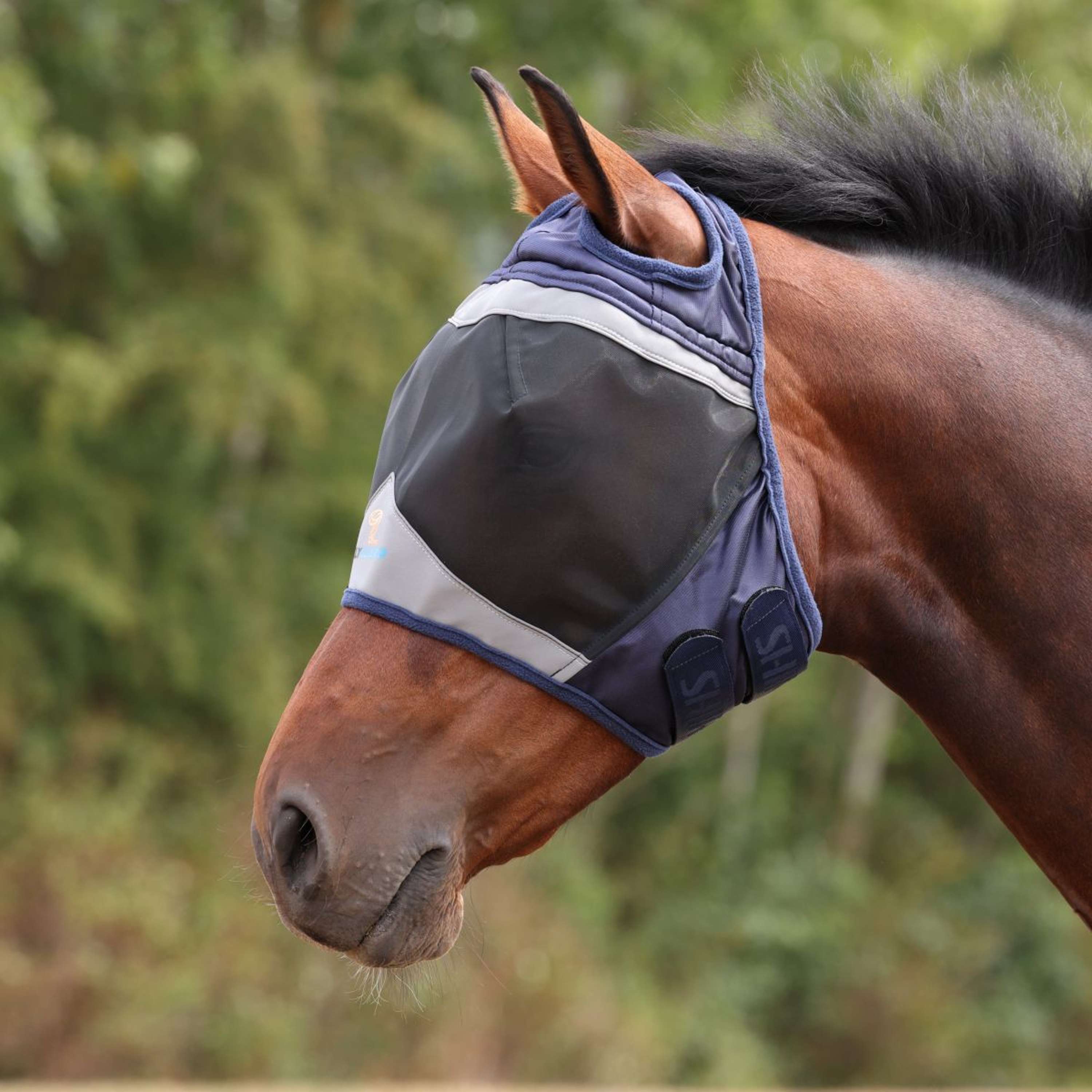 FlyGuard by Shires Fly Mask Pro Fine Mesh with Ear Hole Navy