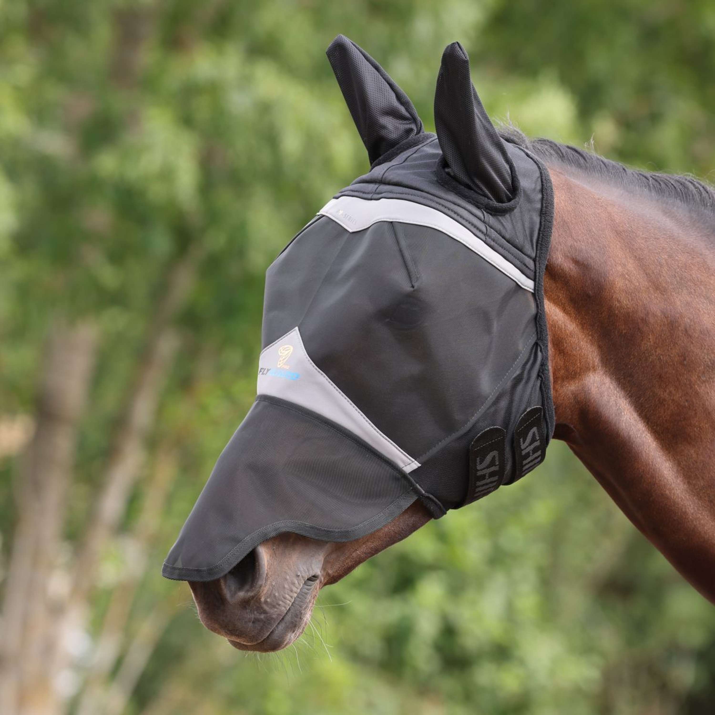FlyGuard by Shires Fly Mask Pro Fine Mesh with Ears and Nose Jet