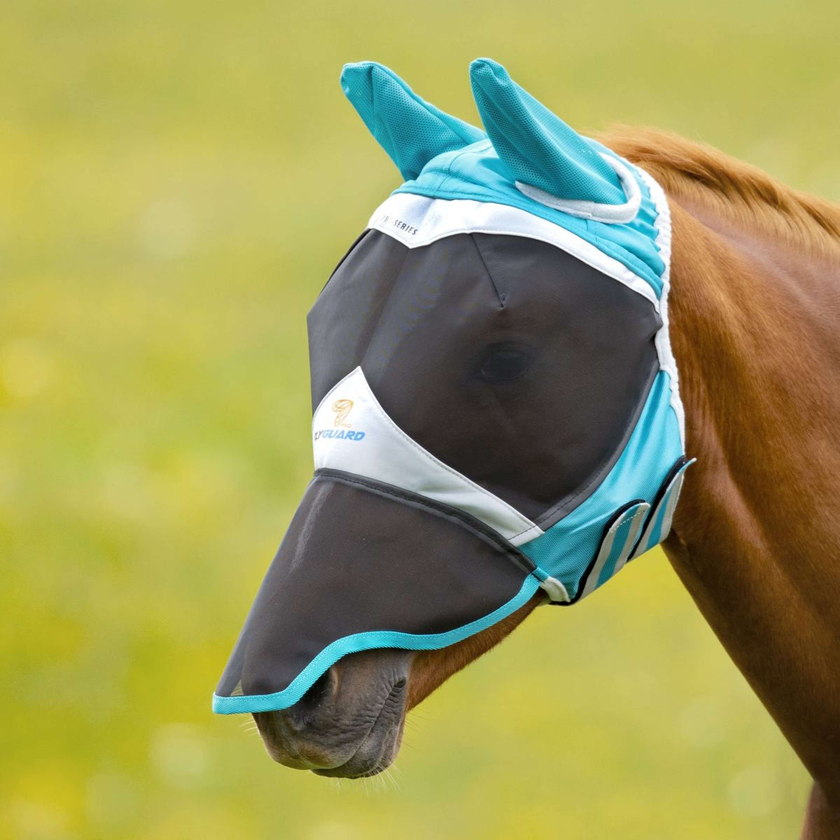 Shires Fly Mask with Ears & Nose Fine Mesh Teal