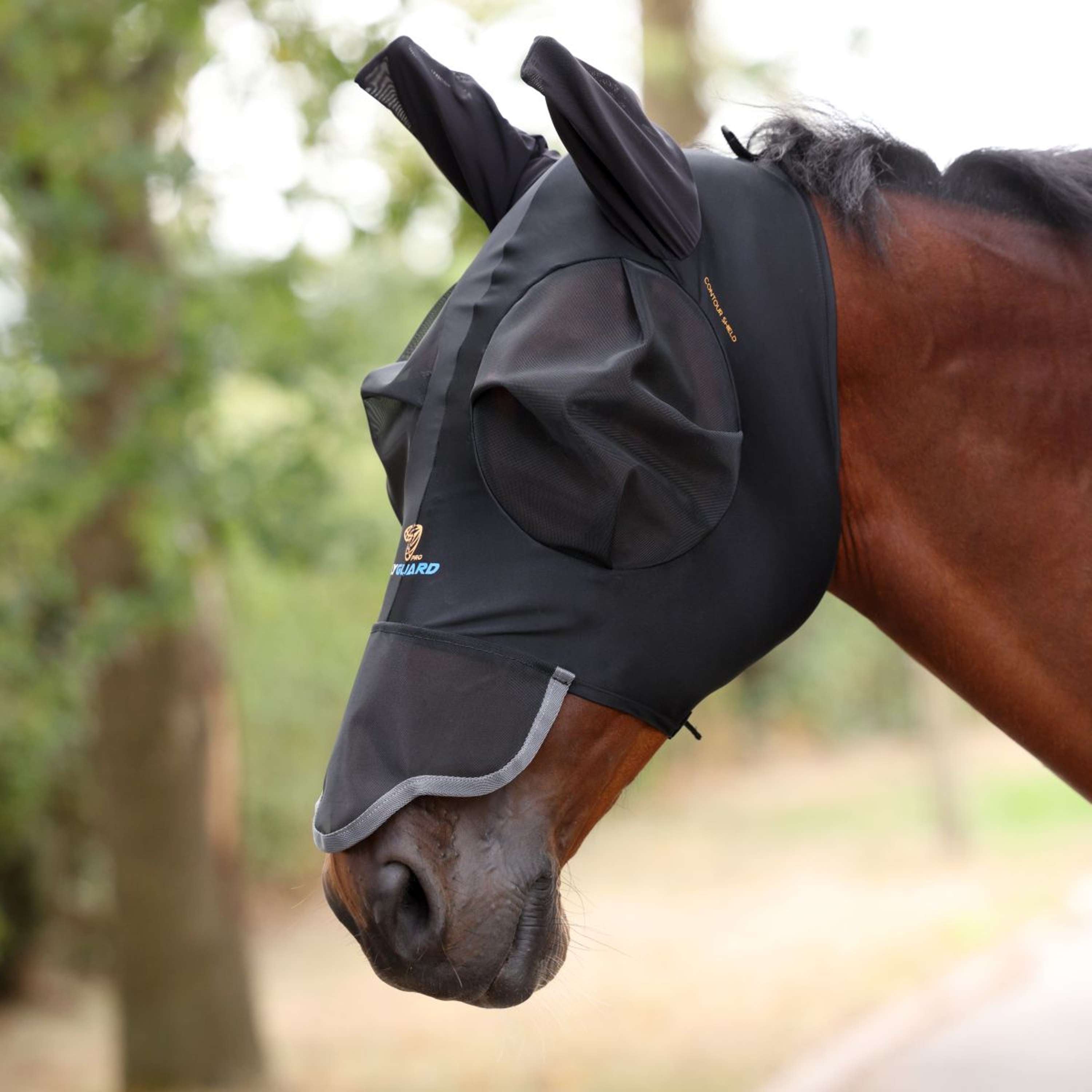 Shires Fly Mask Stretch with Nose Jet Black