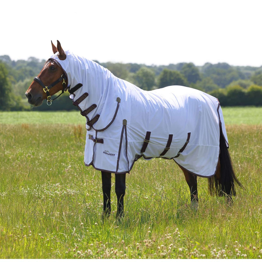 Highlander Plus by Shires Fly Rug Combo White/Black Cherry
