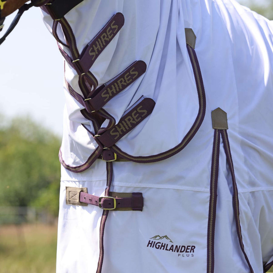Highlander Plus by Shires Fly Rug Combo White/Black Cherry
