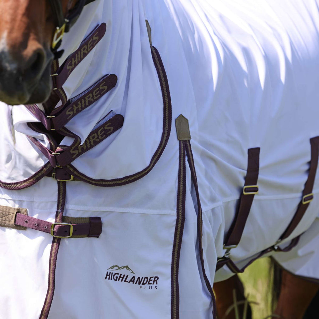 Highlander Plus by Shires Fly Rug Combo White/Black Cherry