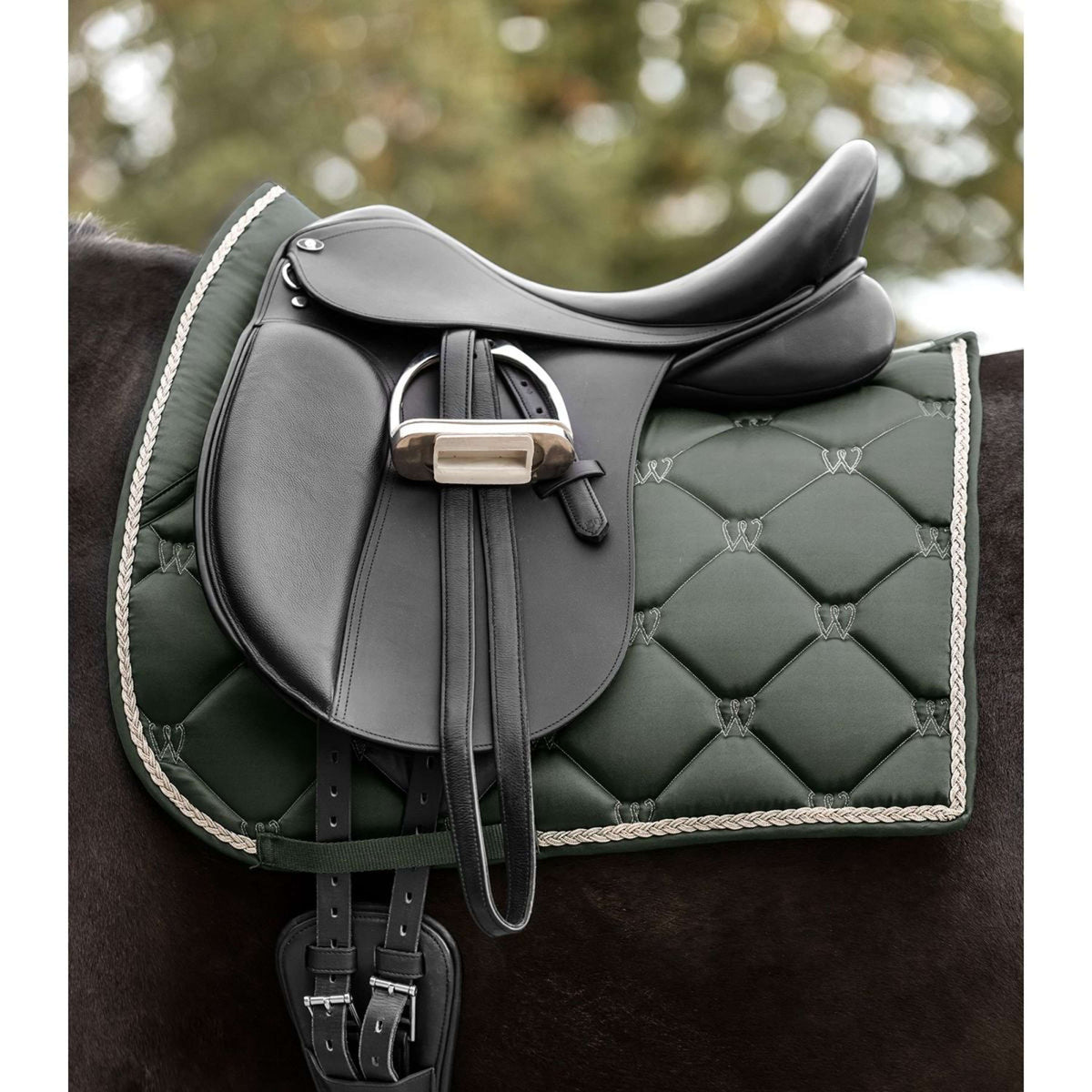 Waldhausen Saddlepad Valencia General Purpose dark olive/Rosegold