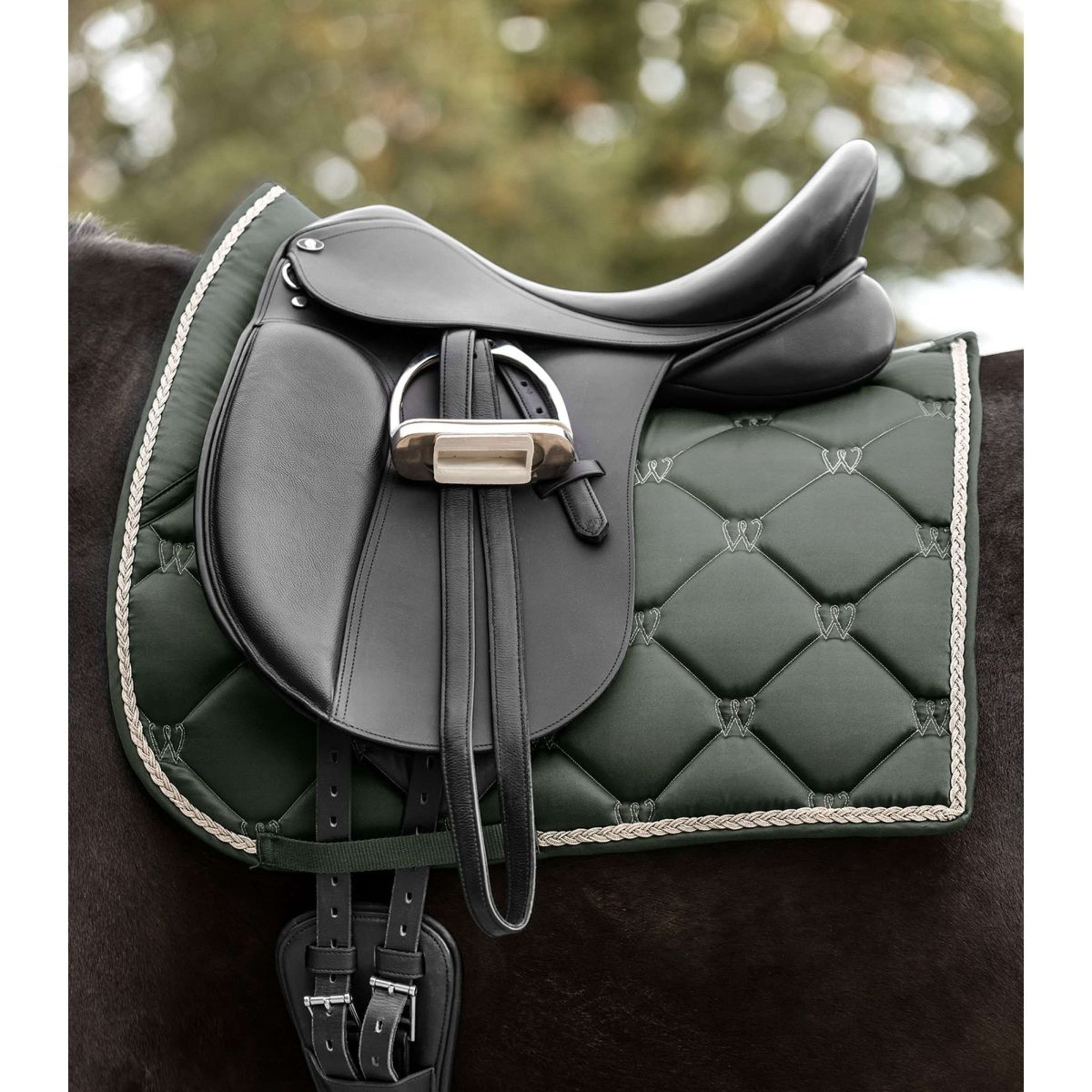 Waldhausen Saddlepad Valencia General Purpose dark olive/Rosegold