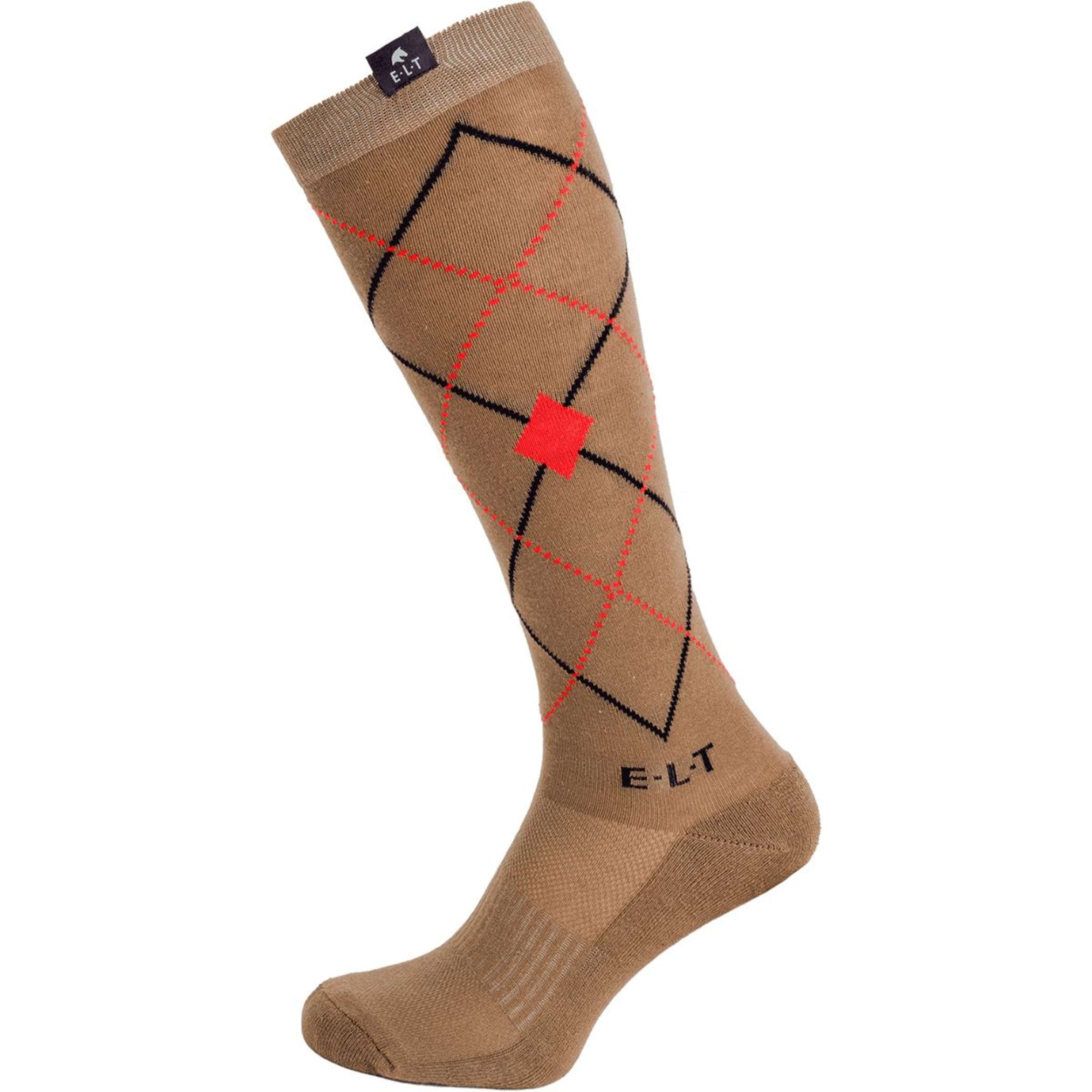 ELT Riding Socks Argyle Cappuccino/Red