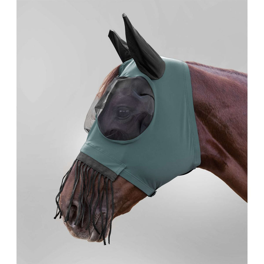 Waldhausen Fly Mask Puck with Nosefringe Pine Green
