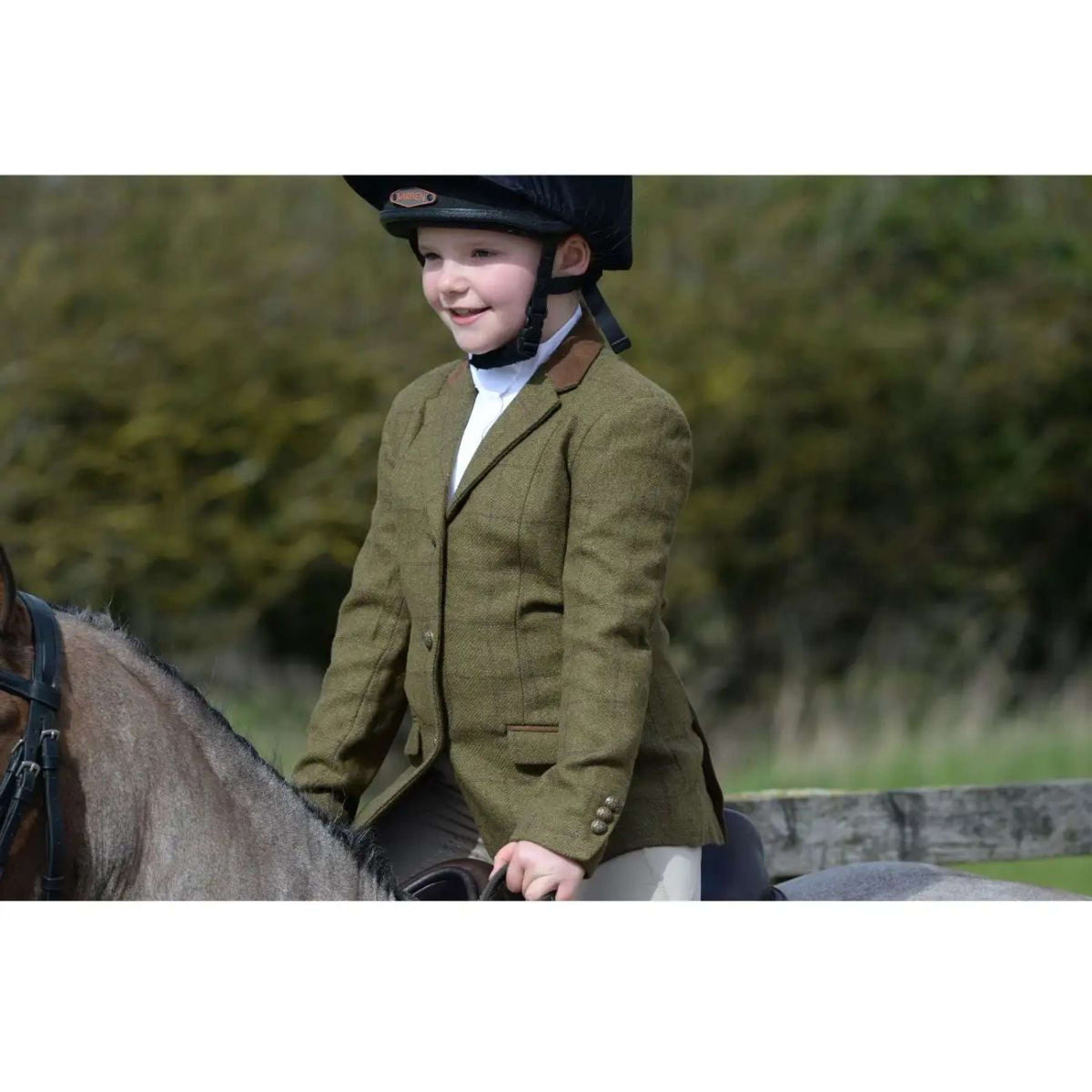Dublin Competition Jacket Albany Tweed Suede Collar Tailored Kids Brown Green