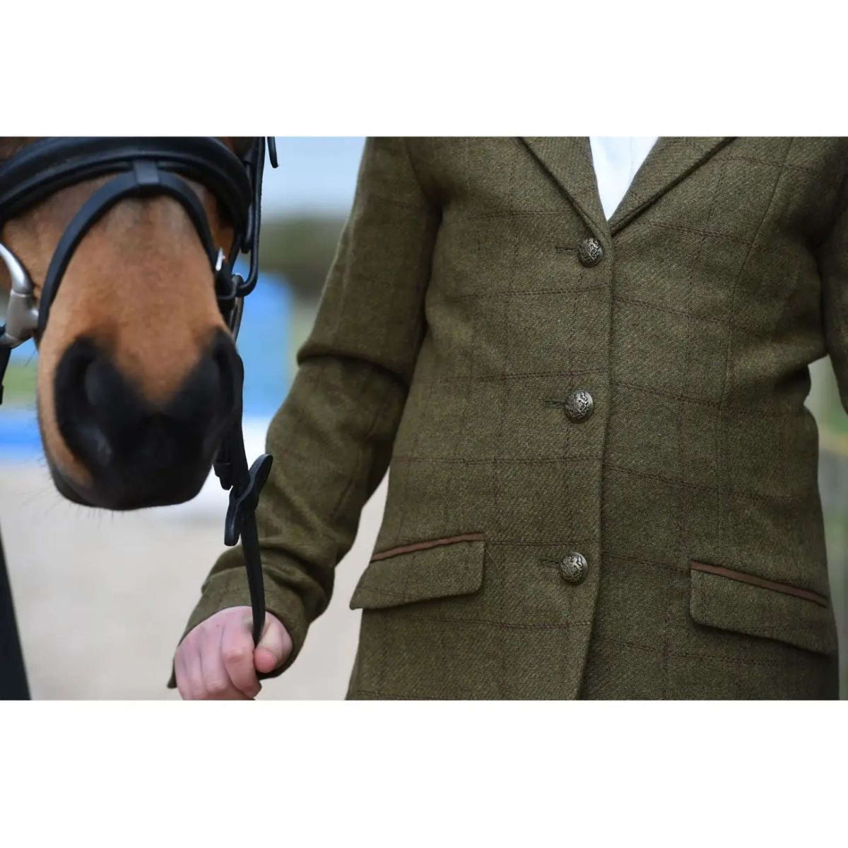Dublin Competition Jacket Albany Tweed Suede Collar Tailored Kids Brown Green
