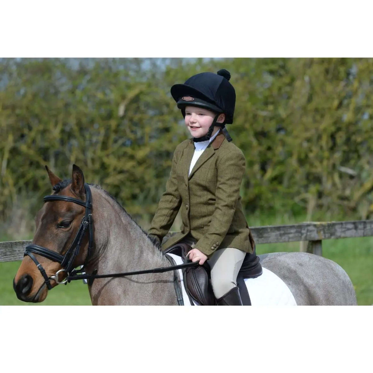 Dublin Competition Jacket Albany Tweed Suede Collar Tailored Kids Brown Green
