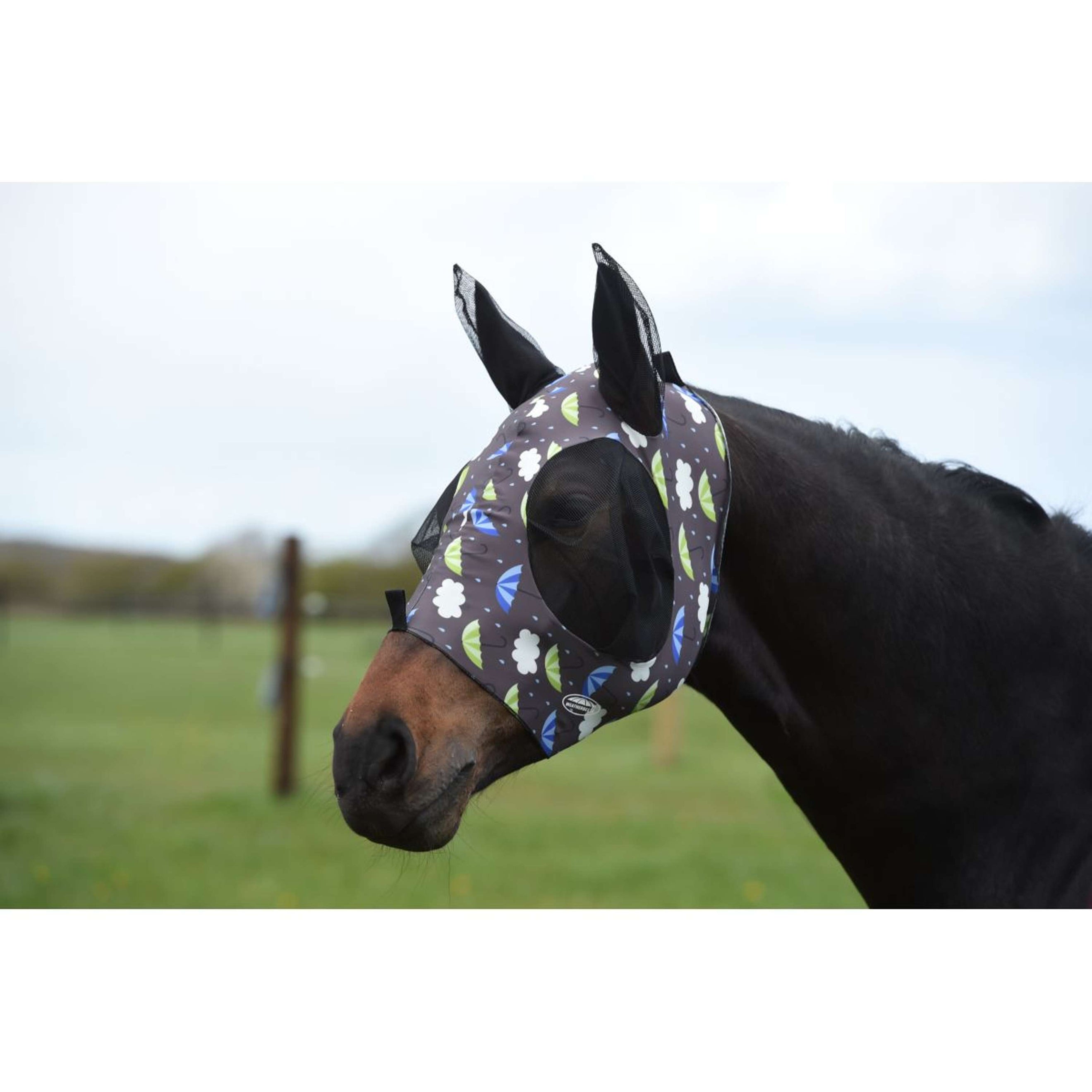 Weatherbeeta Fly Mask Stretch Bug Eye Saver with Ears Umbrella Print