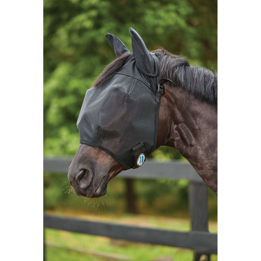 WeatherBeeta Fly Mask ComFiTec Double Dart Deluxe with Ears Black