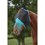 Weatherbeeta Fly Mask Comfitec Deluxe Fine Mesh with Ears and Tassels Black / Turquoise