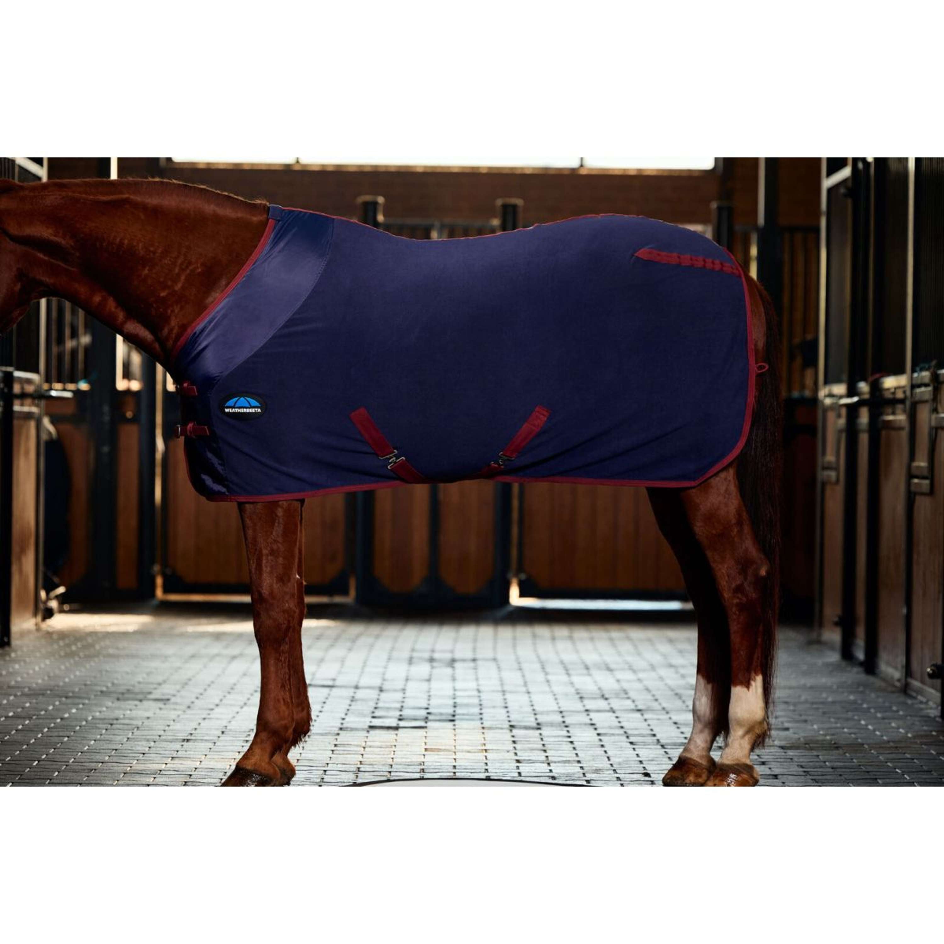 WeatherBeeta Fleece Rug Anti-Static Cooler Standard Neck Navy/Burgundy