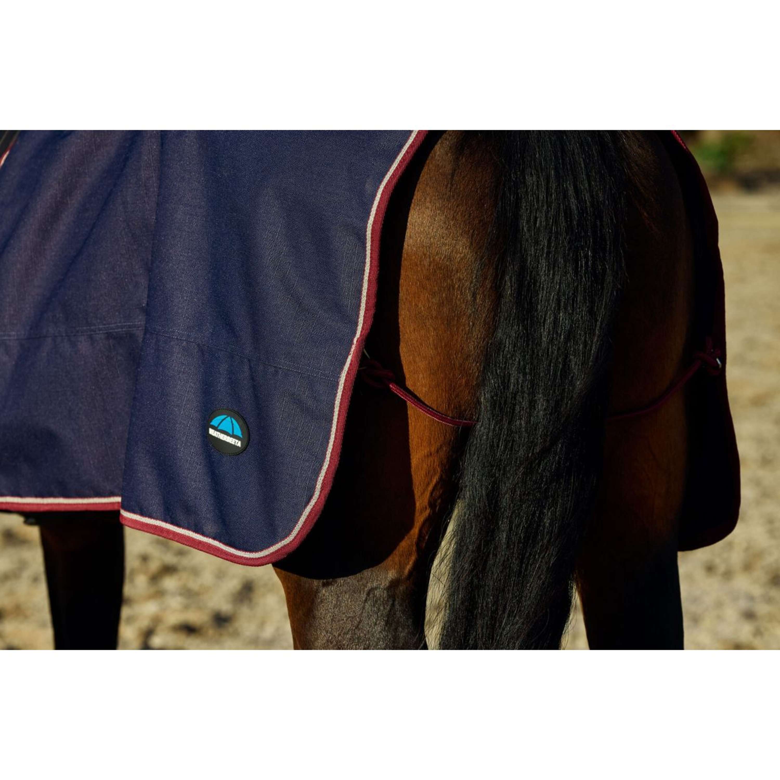 WeatherBeeta Exercise Rug Essential Fleece Lined Quarter Sheet Navy/Burgundy