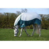 Weatherbeeta Fly Rug Comfitec Green-Tec Airflow Mesh Combo Neck White/Dragonfly Blue