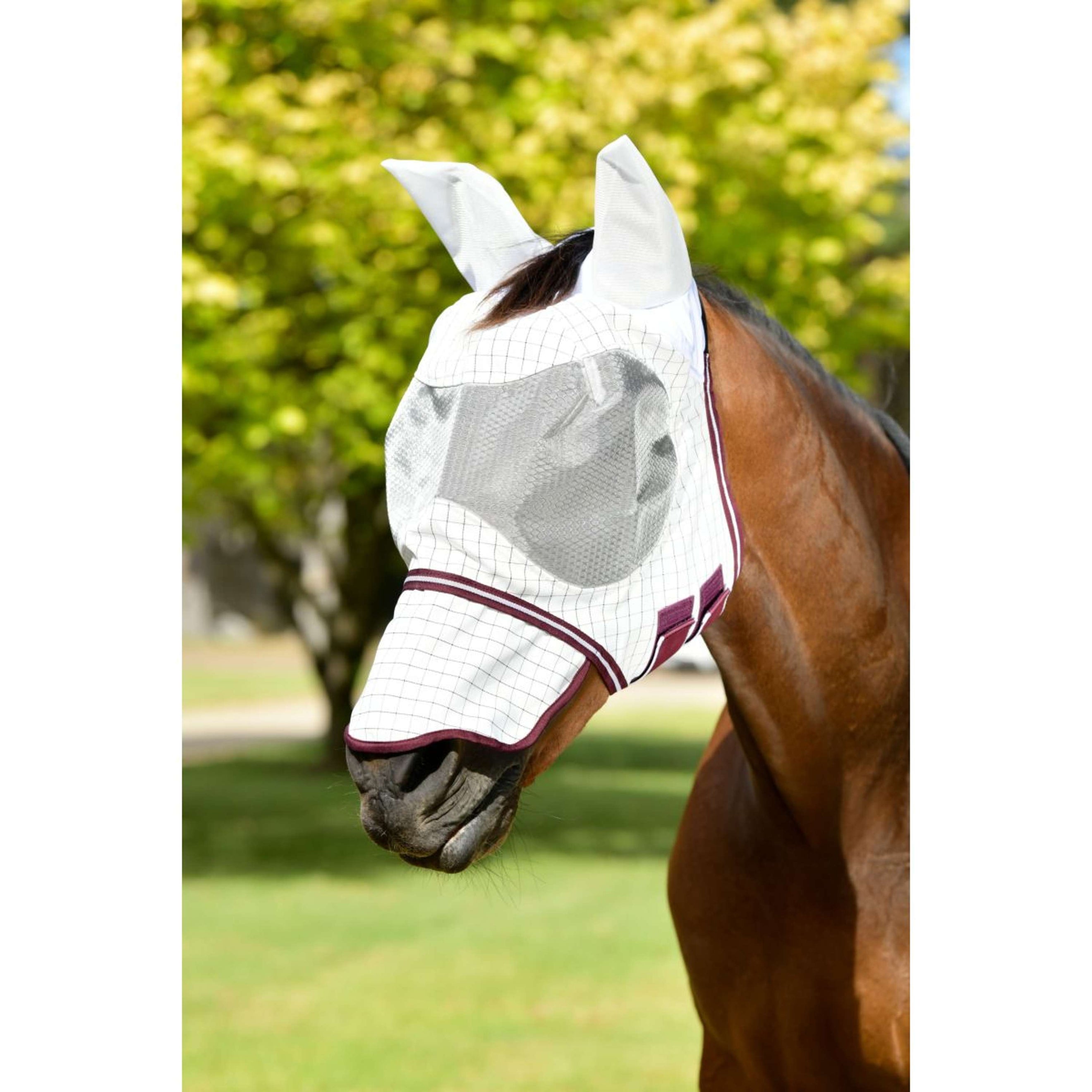 WeatherBeeta Fly Mask Hybrid Seasons White/Maroon