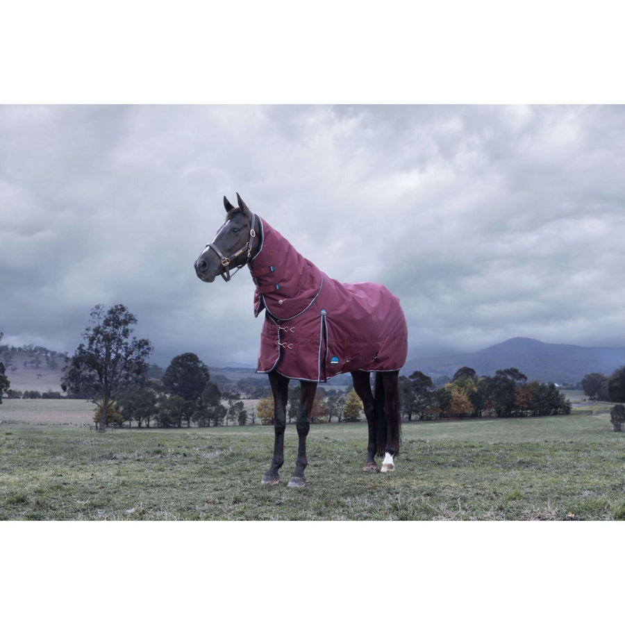 WeatherBeeta ComFiTec Essential Turnout Detach-A-Neck 220g Burgundy/Navy