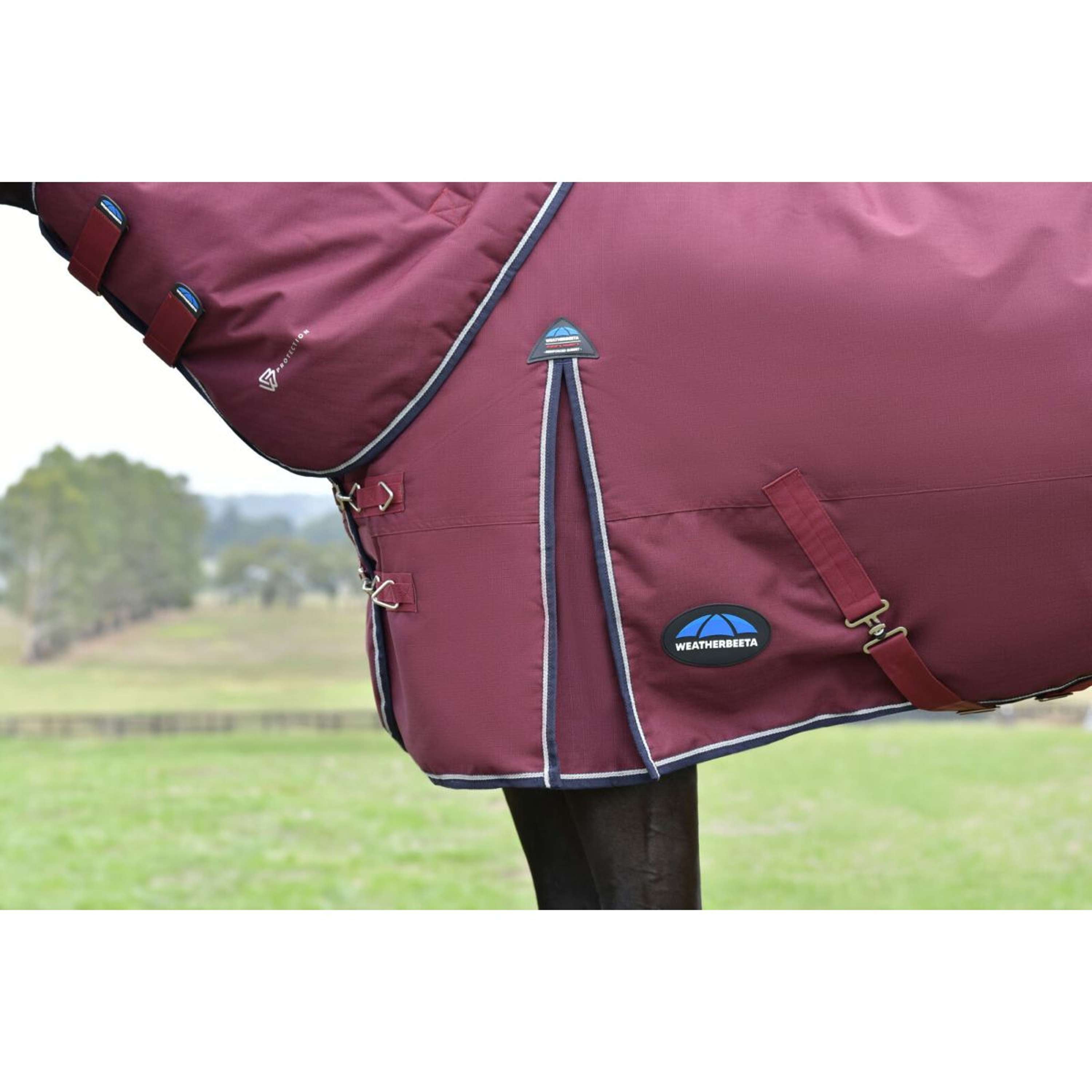 WeatherBeeta ComFiTec Essential Turnout Detach-A-Neck 220g Burgundy/Navy
