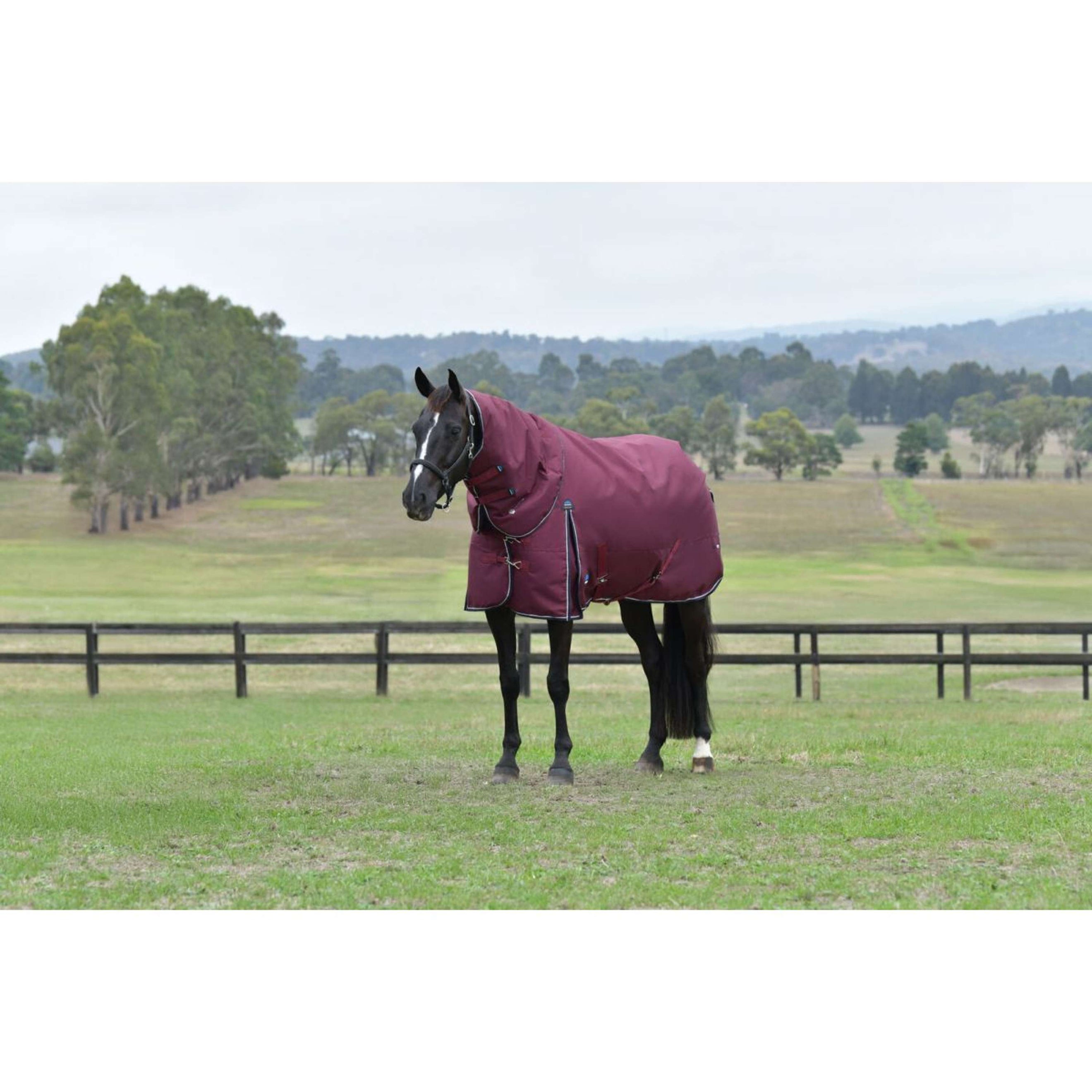 WeatherBeeta ComFiTec Essential Turnout Detach-A-Neck 220g Burgundy/Navy