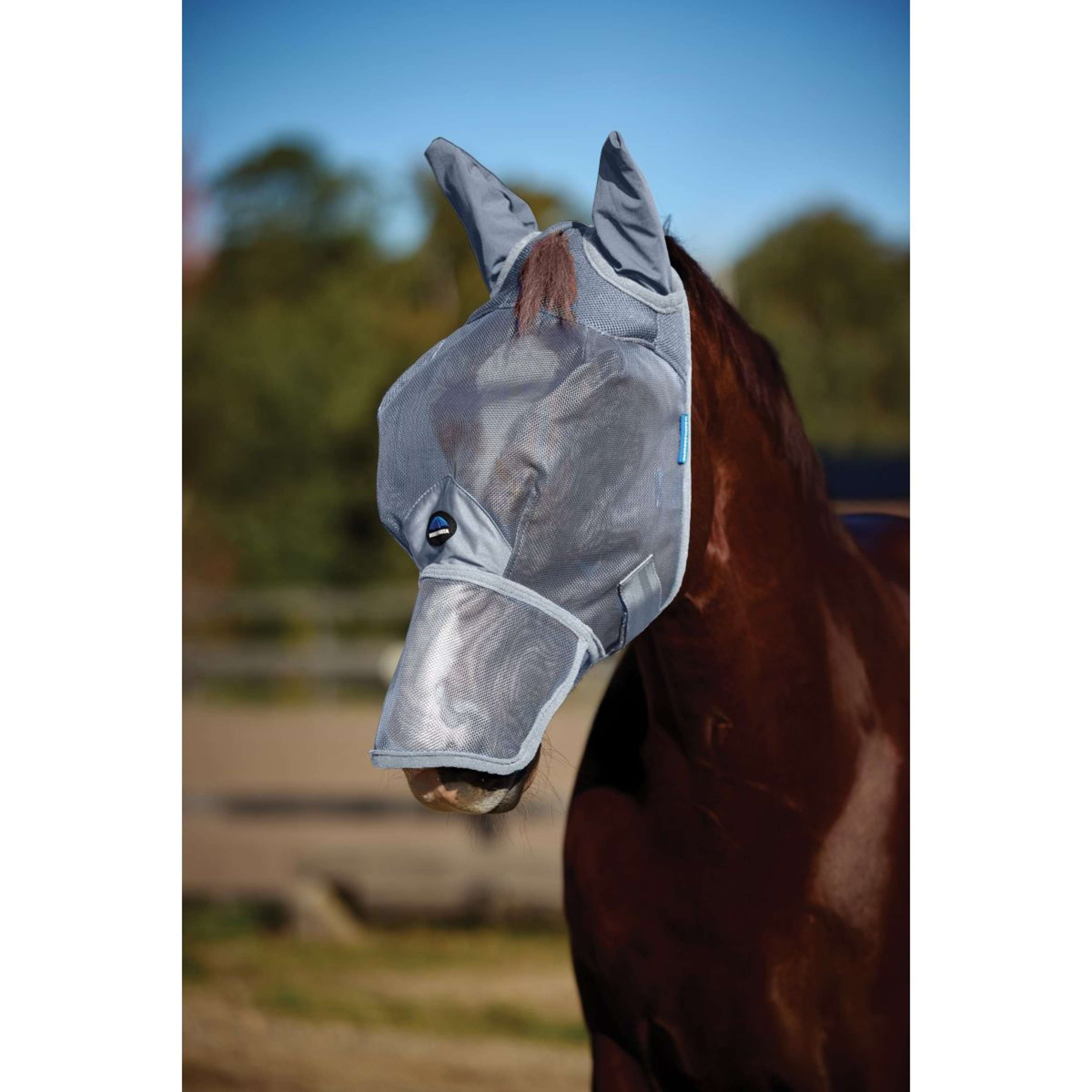 WeatherBeeta Fly Mask ComFiTec Durable with Ears and Nose Grey