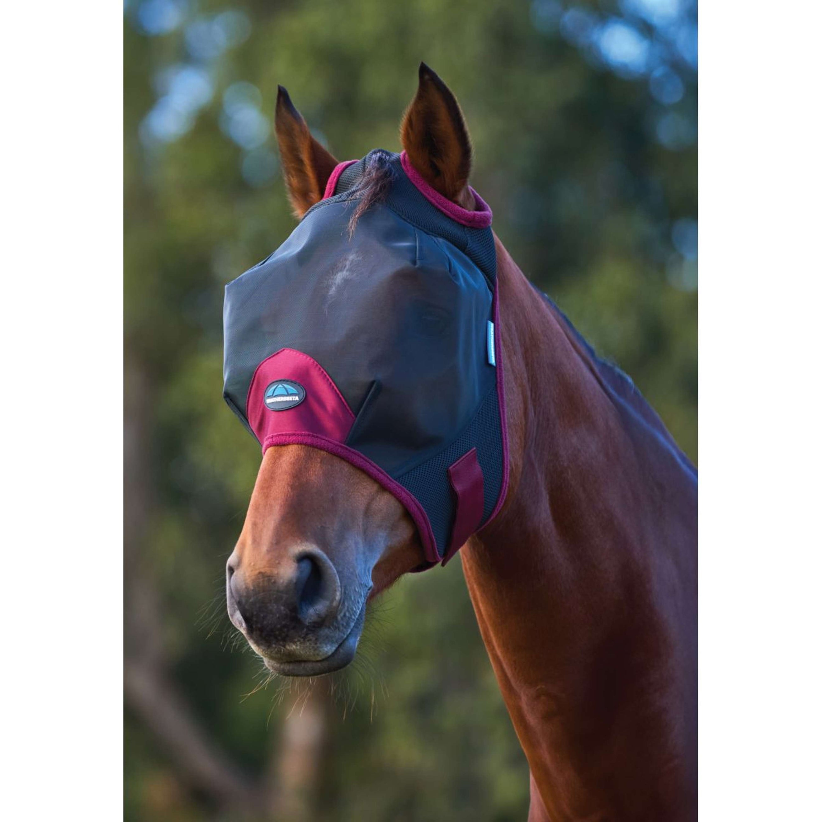 WeatherBeeta Fly Mask ComFiTec Fine without Ears Black/Burgundy WeatherBeeta Fly Mask ComFiTec Fine without Ears Black/Burgundy