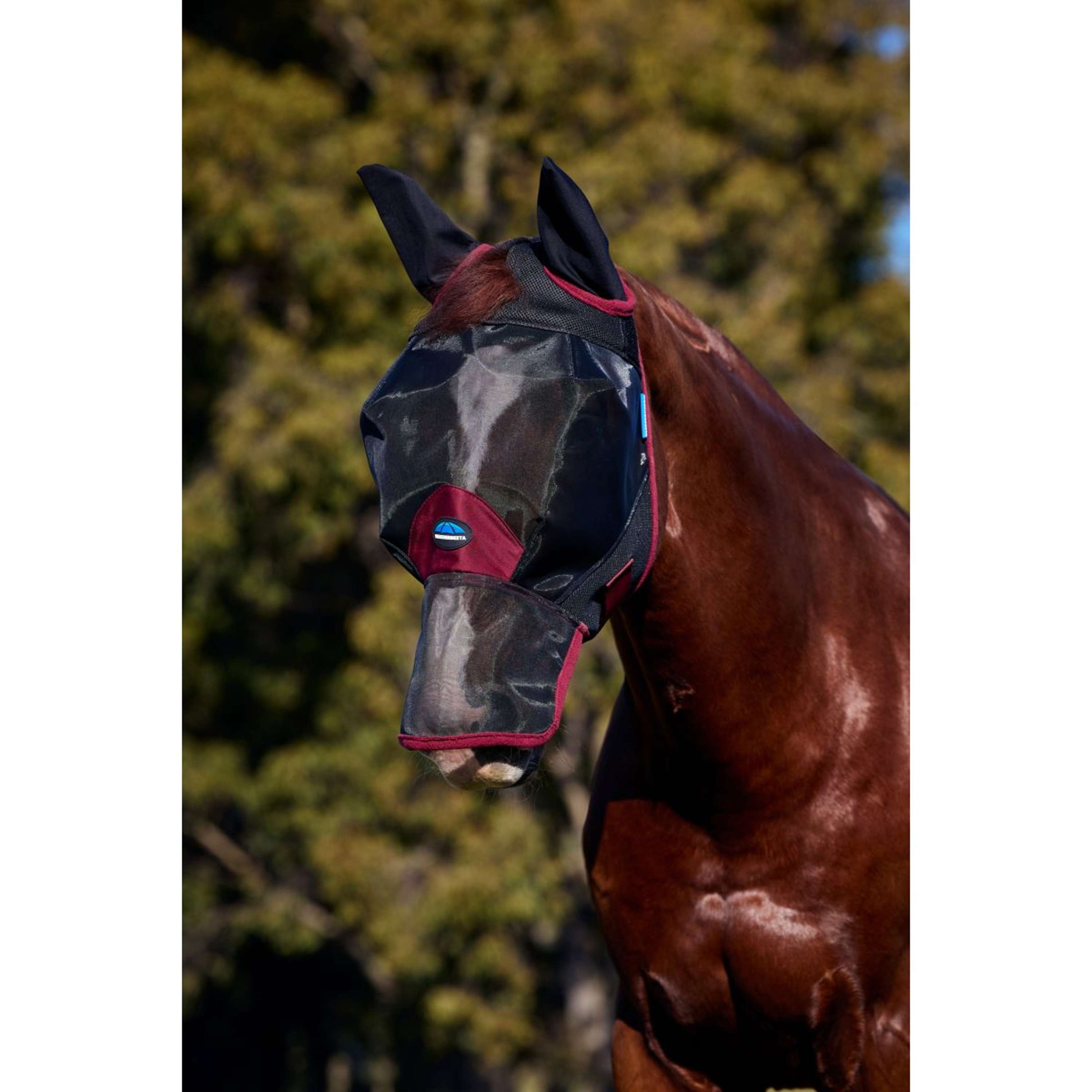 WeatherBeeta Fly Mask ComFiTec Fine with Ears and Nose Black/Burgundy
