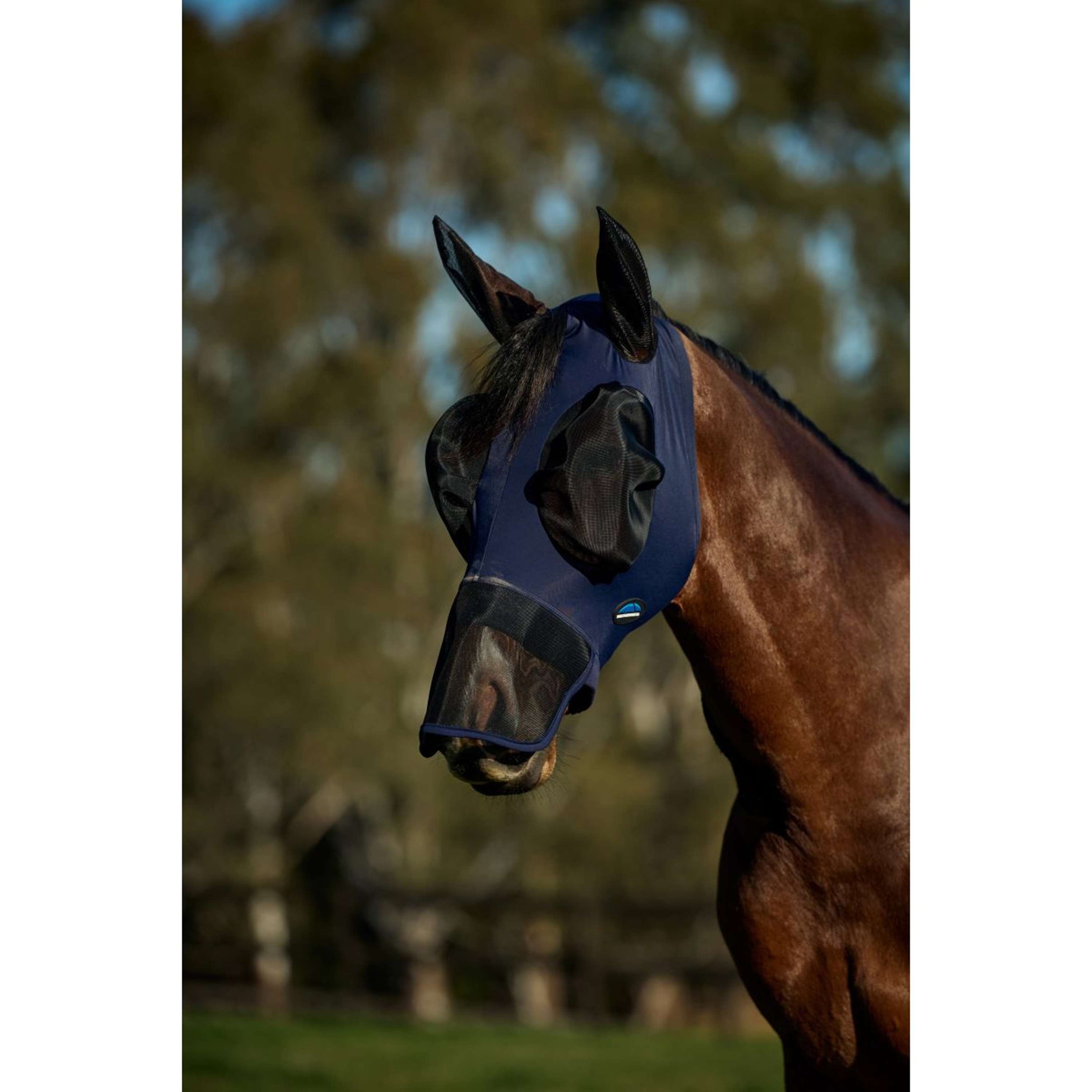 WeatherBeeta Fly Mask ComFiTec Luxe Stretch with Ears and Nose Navy/Black