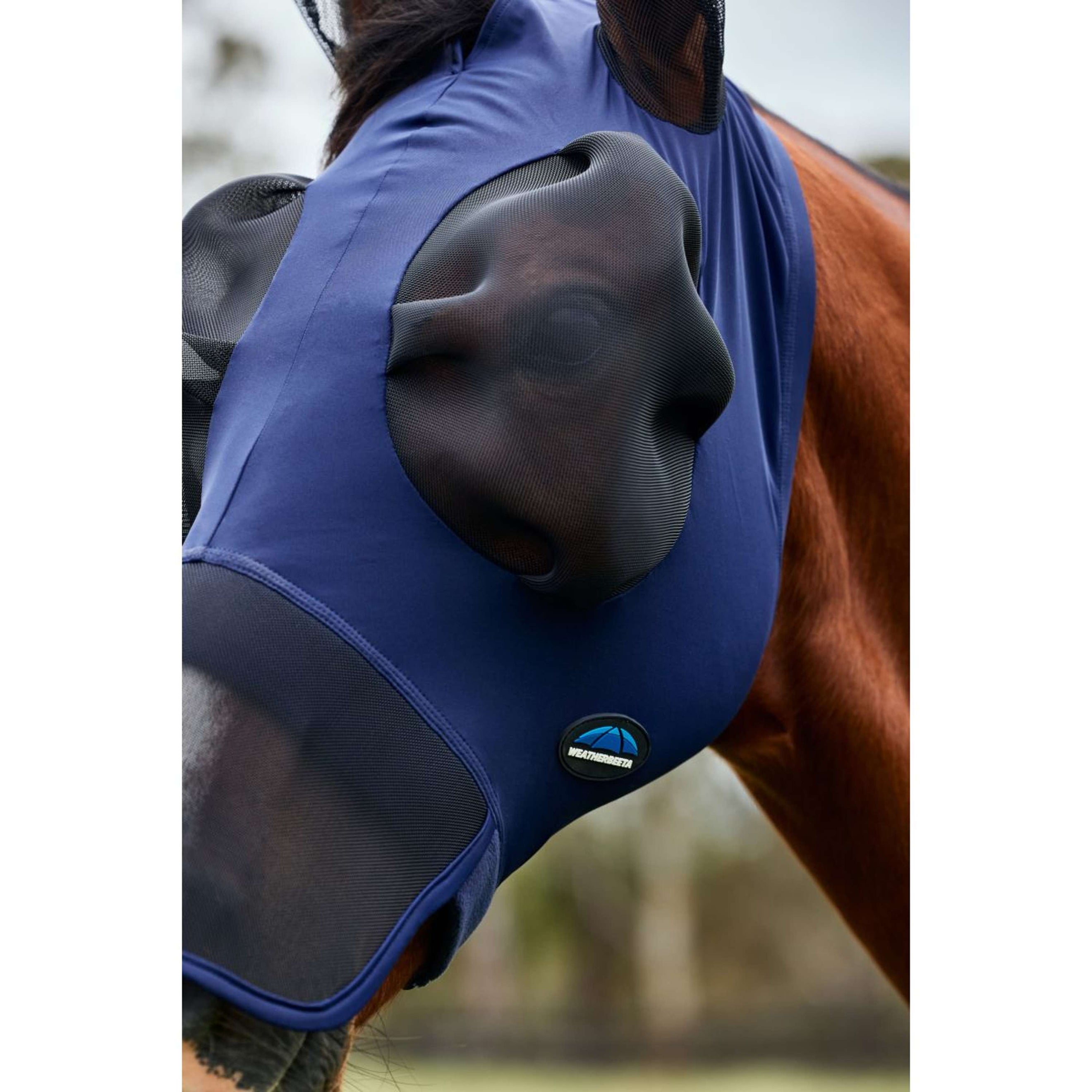 WeatherBeeta Fly Mask ComFiTec Luxe Stretch with Ears and Nose Navy/Black
